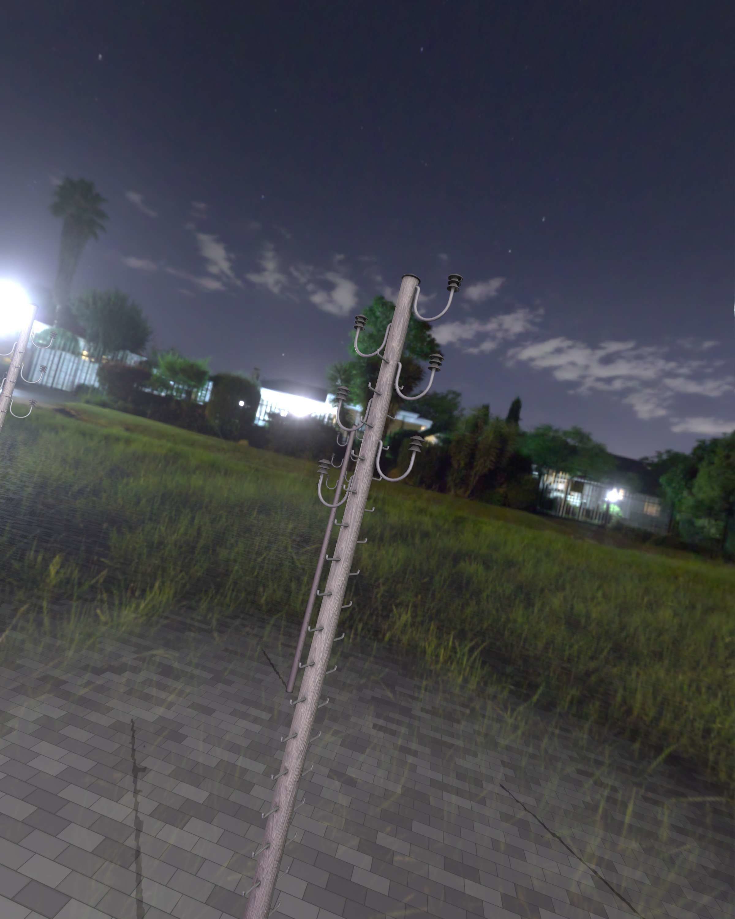 Wood Electricity Pylon With Ladder - Object 008 Low-poly 3D model_16