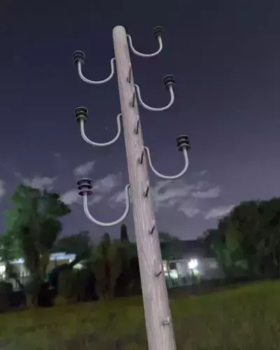 Wood Electricity Pylon With Ladder - Object 008 Low-poly 3D model