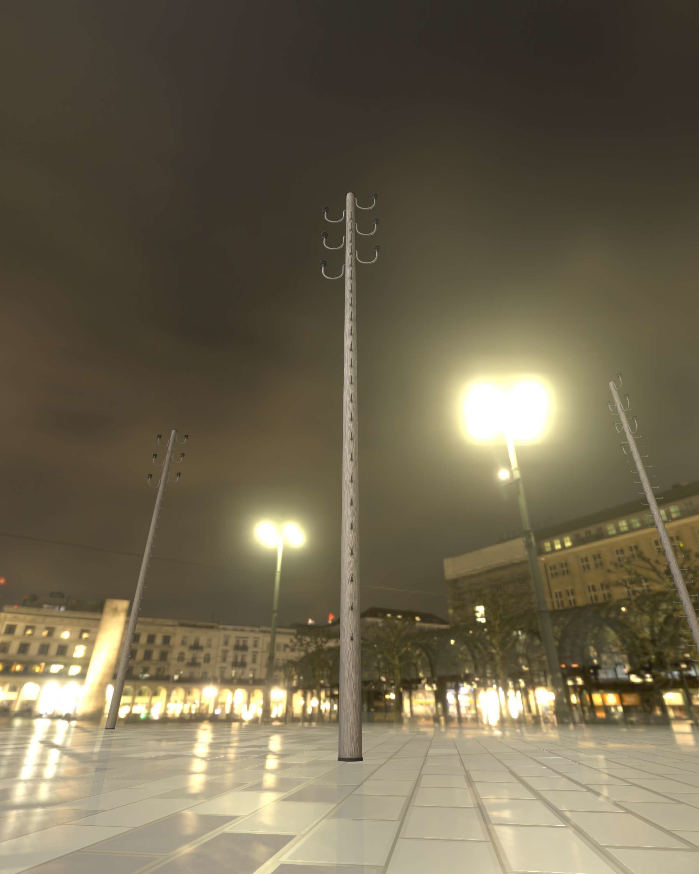 Wood Electricity Pylon With Ladder - Object 008 Low-poly 3D model_23