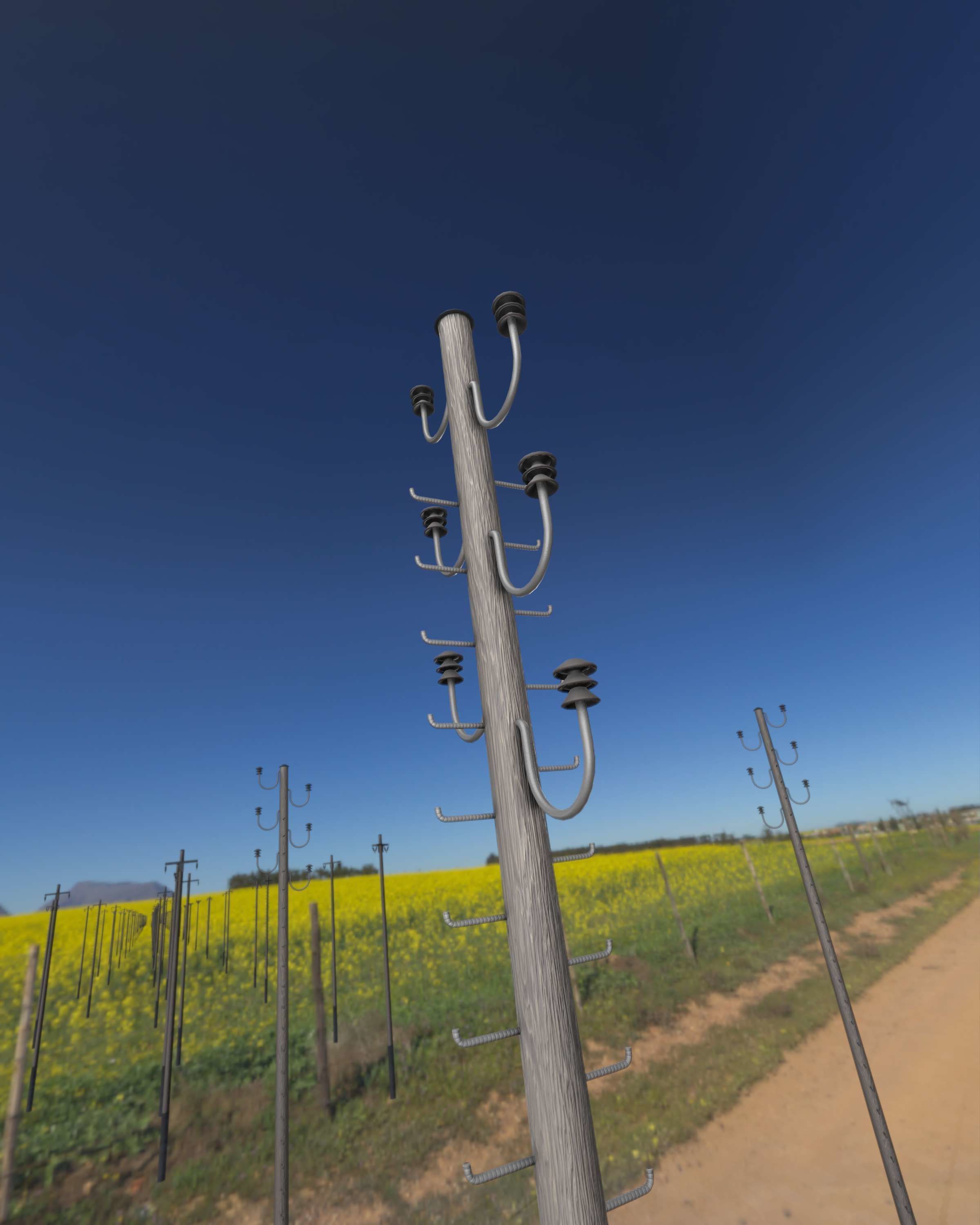 Wood Electricity Pylon With Ladder - Object 008 Low-poly 3D model_28