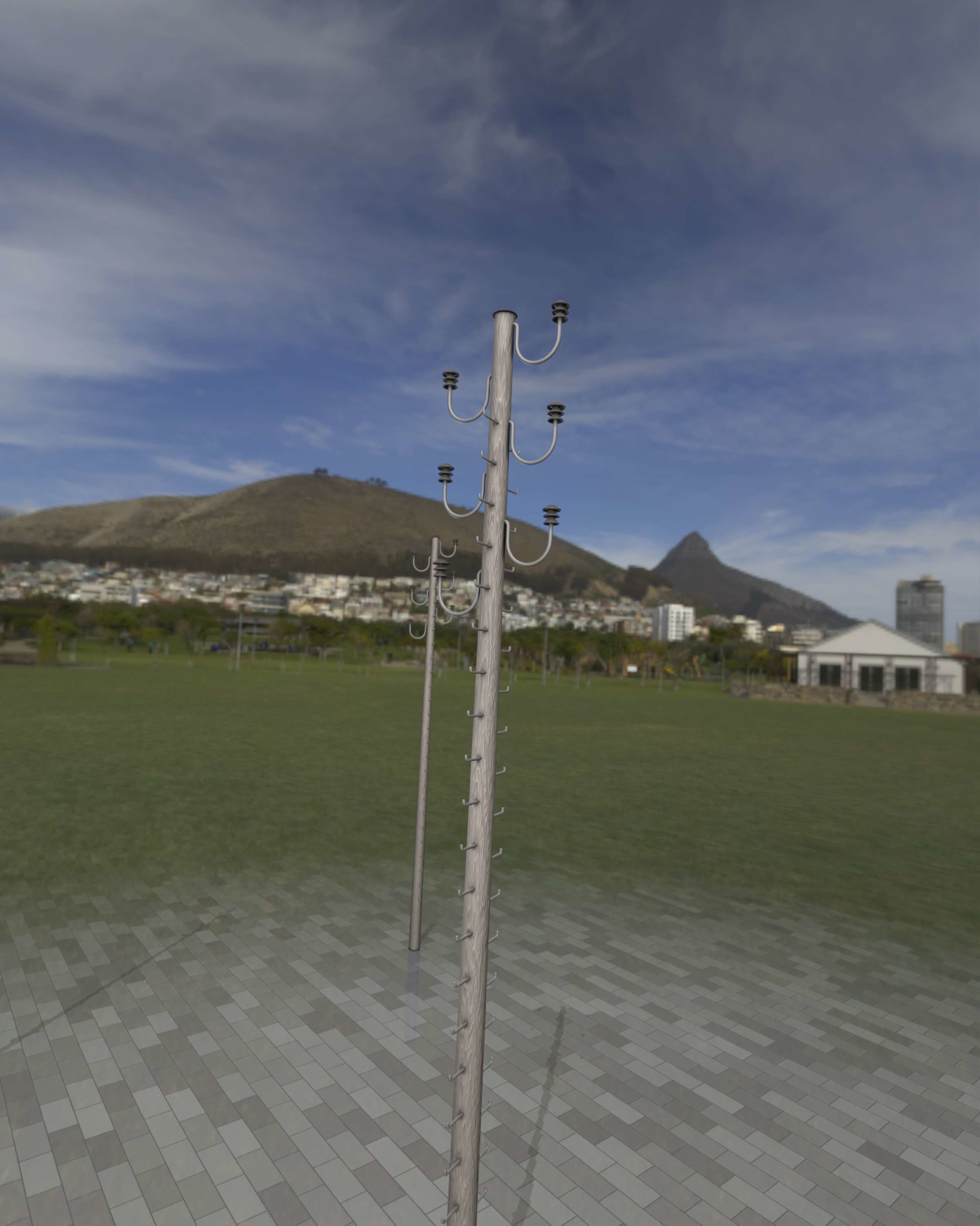 Wood Electricity Pylon With Ladder - Object 008 Low-poly 3D model_12