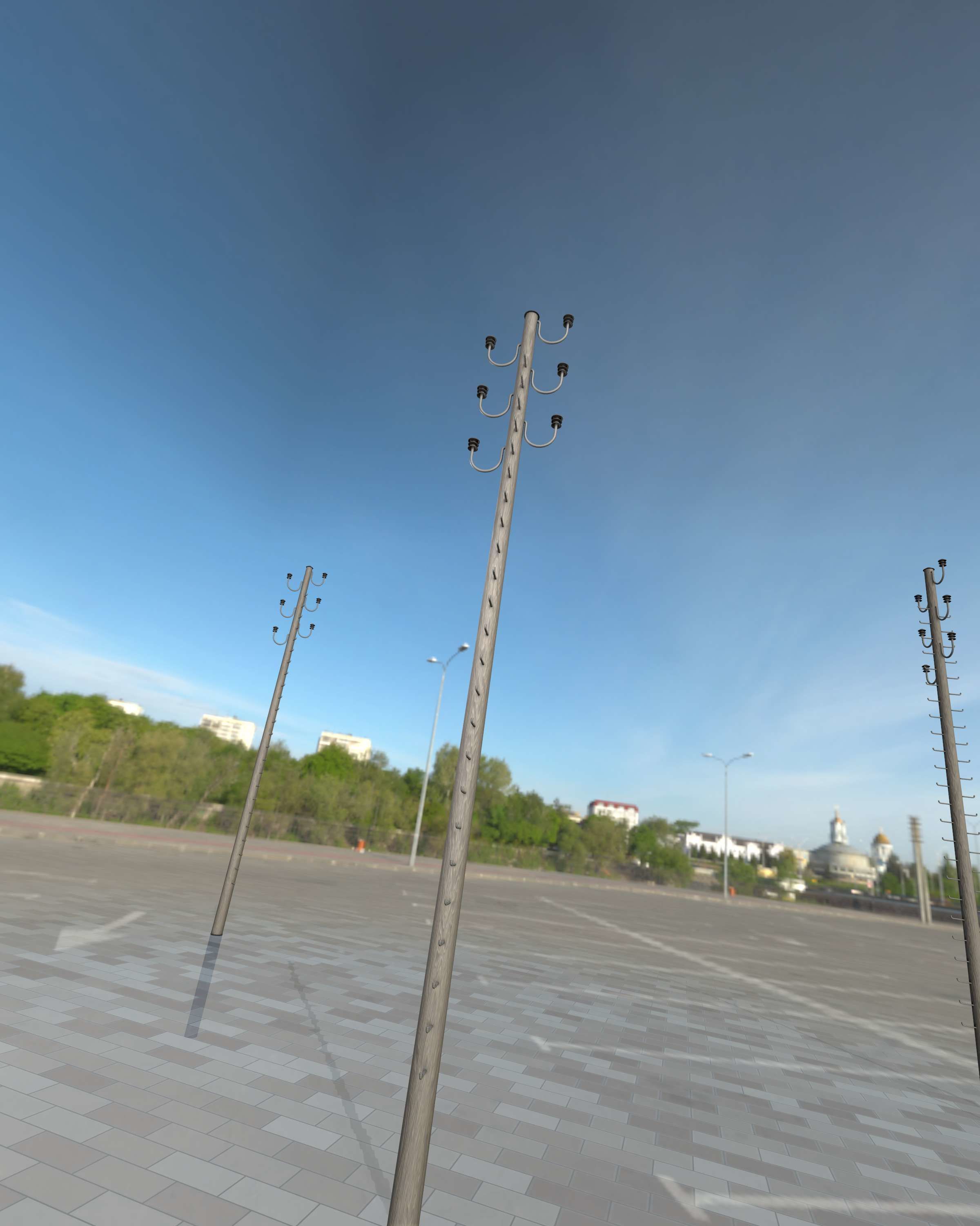 Wood Electricity Pylon With Ladder - Object 008 Low-poly 3D model_13