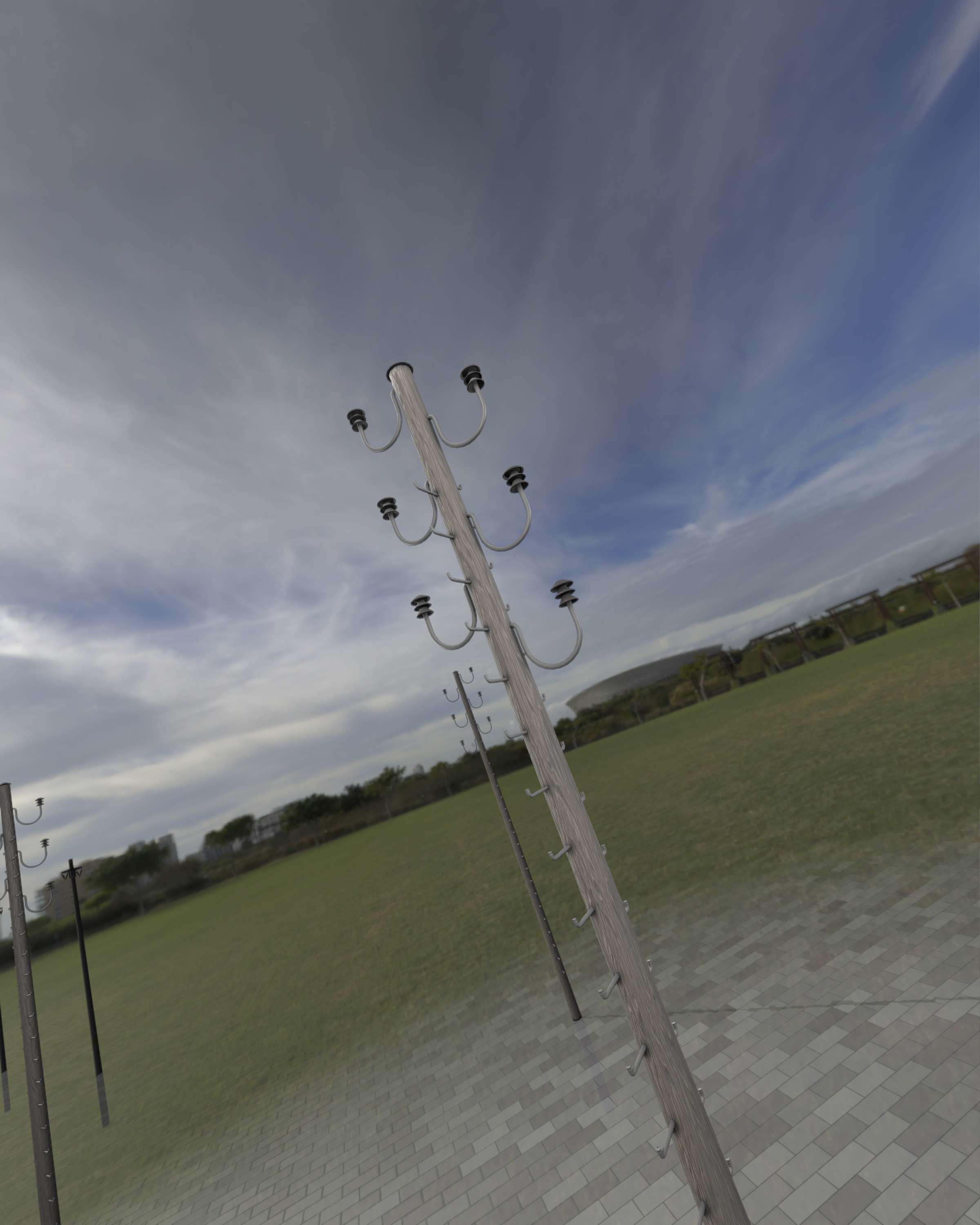 Wood Electricity Pylon With Ladder - Object 008 Low-poly 3D model_48