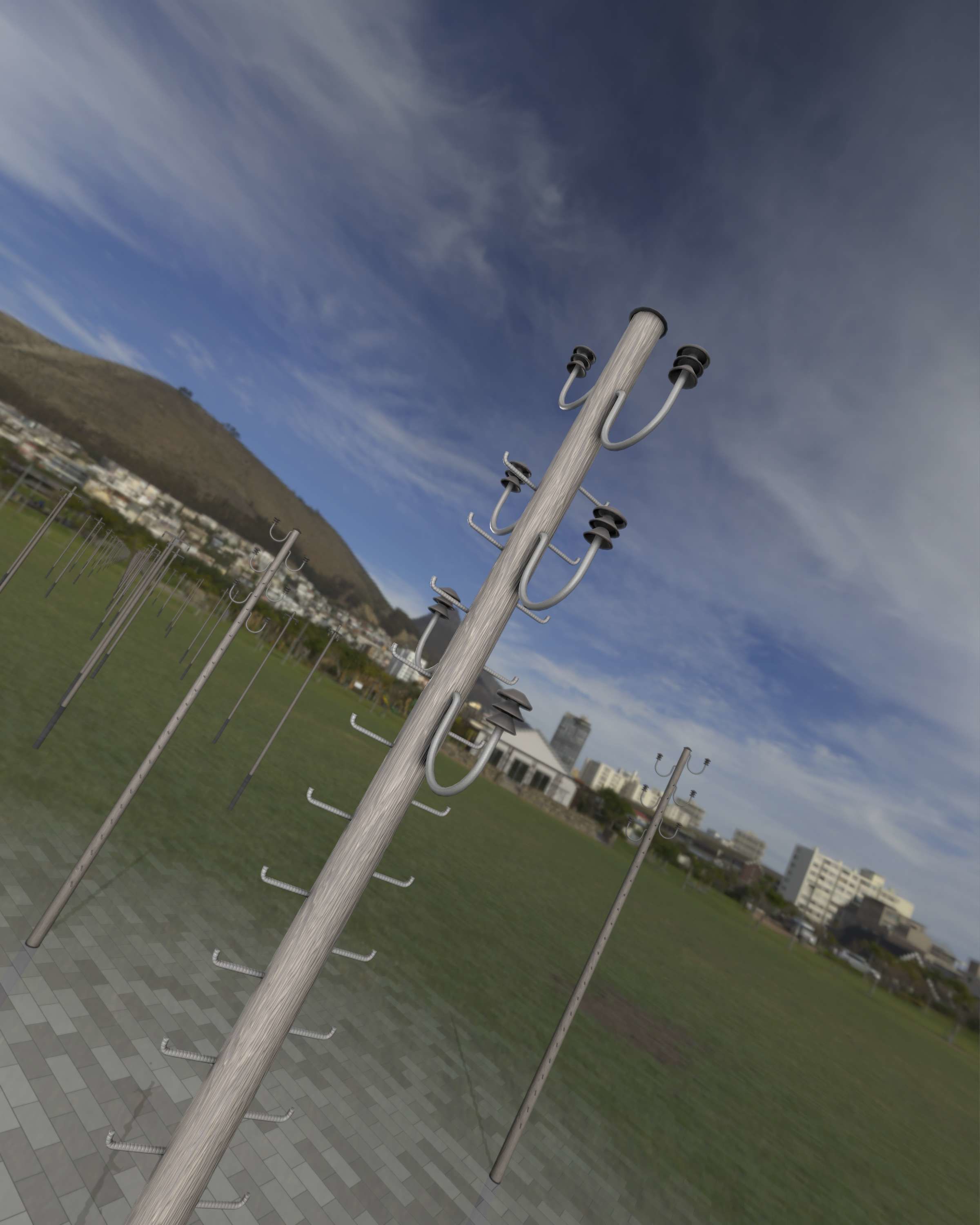 Wood Electricity Pylon With Ladder - Object 008 Low-poly 3D model_32