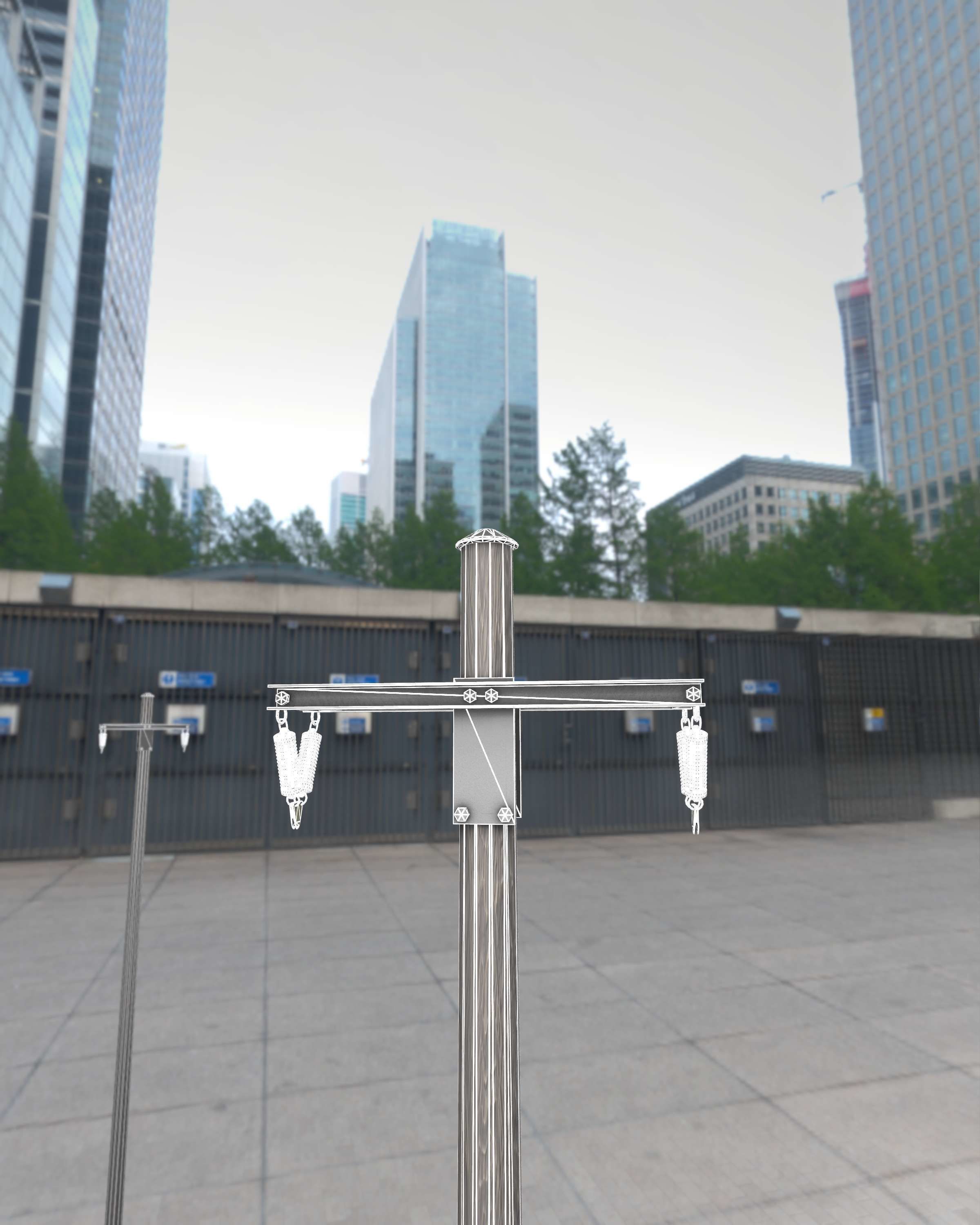 Wood Electricity Poles - Object 009 Low-poly 3D model_2