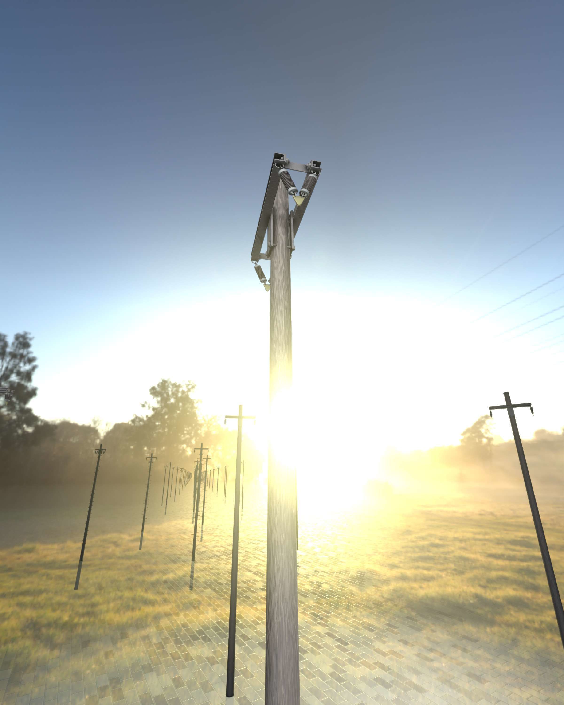 Wood Electricity Poles - Object 009 Low-poly 3D model_30