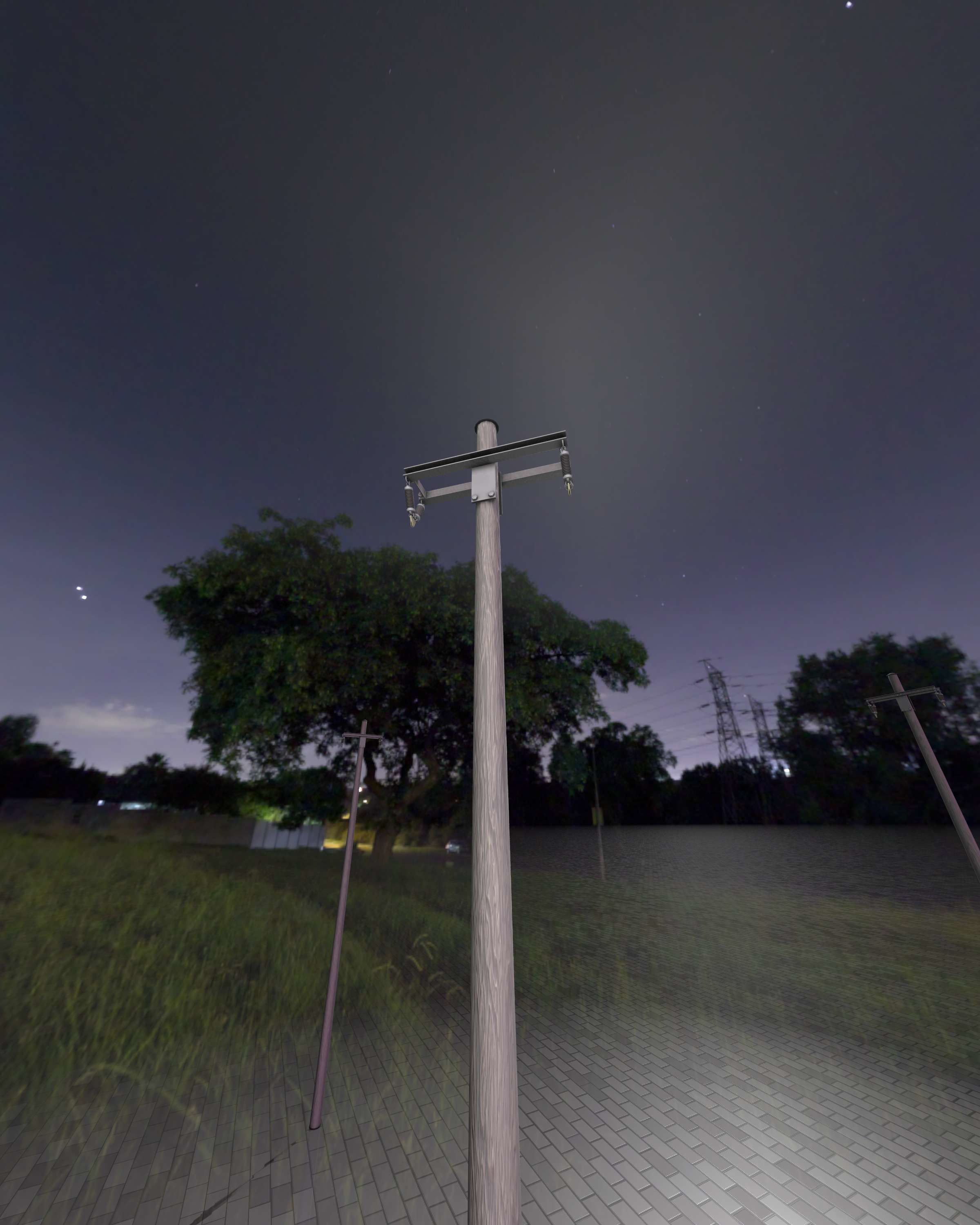 Wood Electricity Poles - Object 009 Low-poly 3D model_24