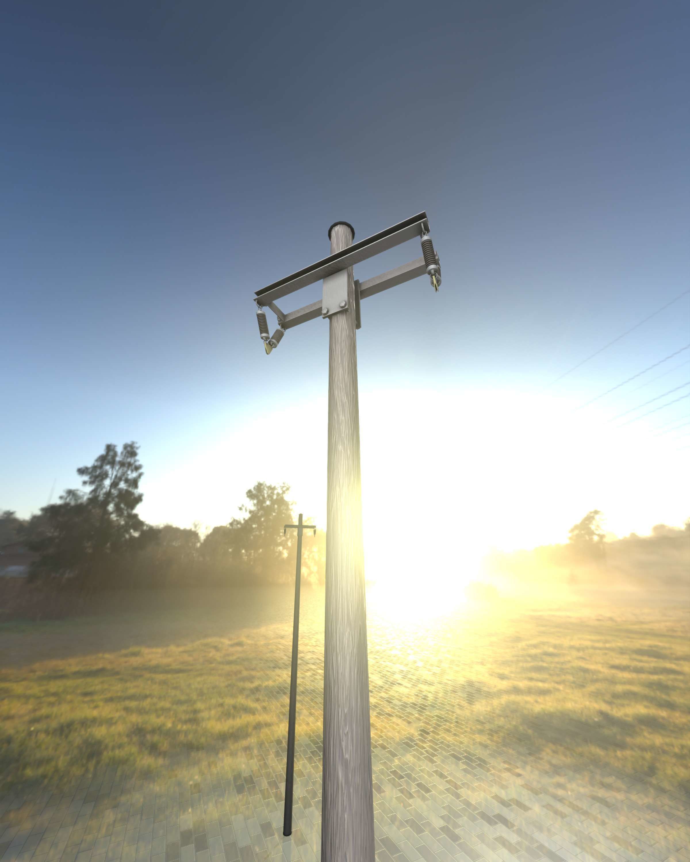 Wood Electricity Poles - Object 009 Low-poly 3D model_25