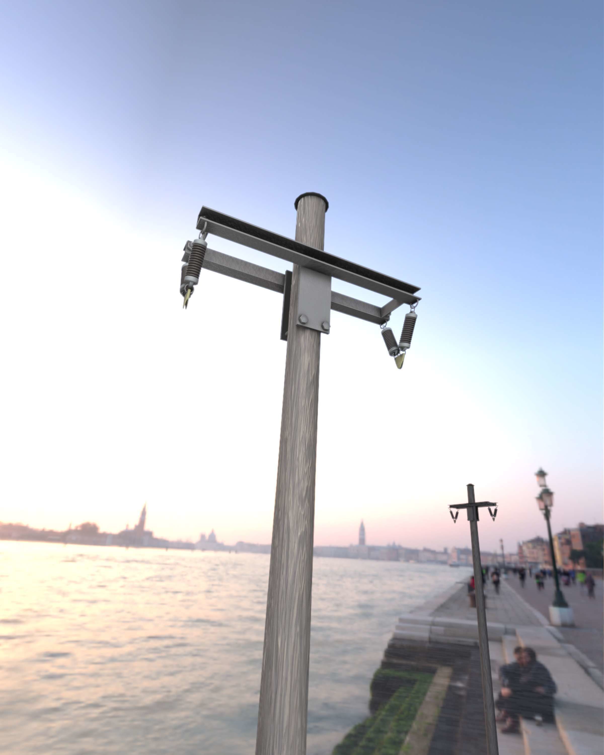 Wood Electricity Poles - Object 009 Low-poly 3D model_6