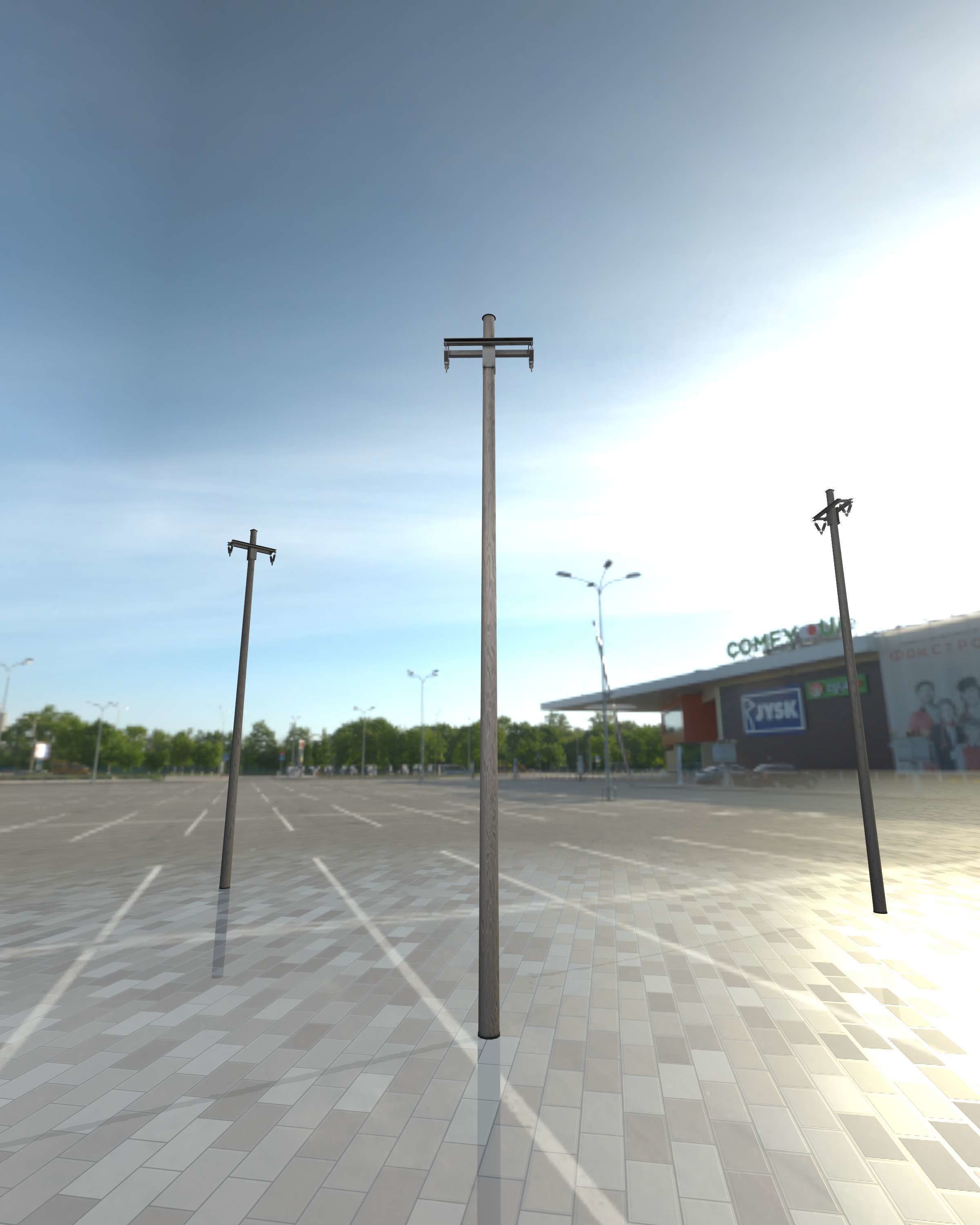 Wood Electricity Poles - Object 009 Low-poly 3D model_9