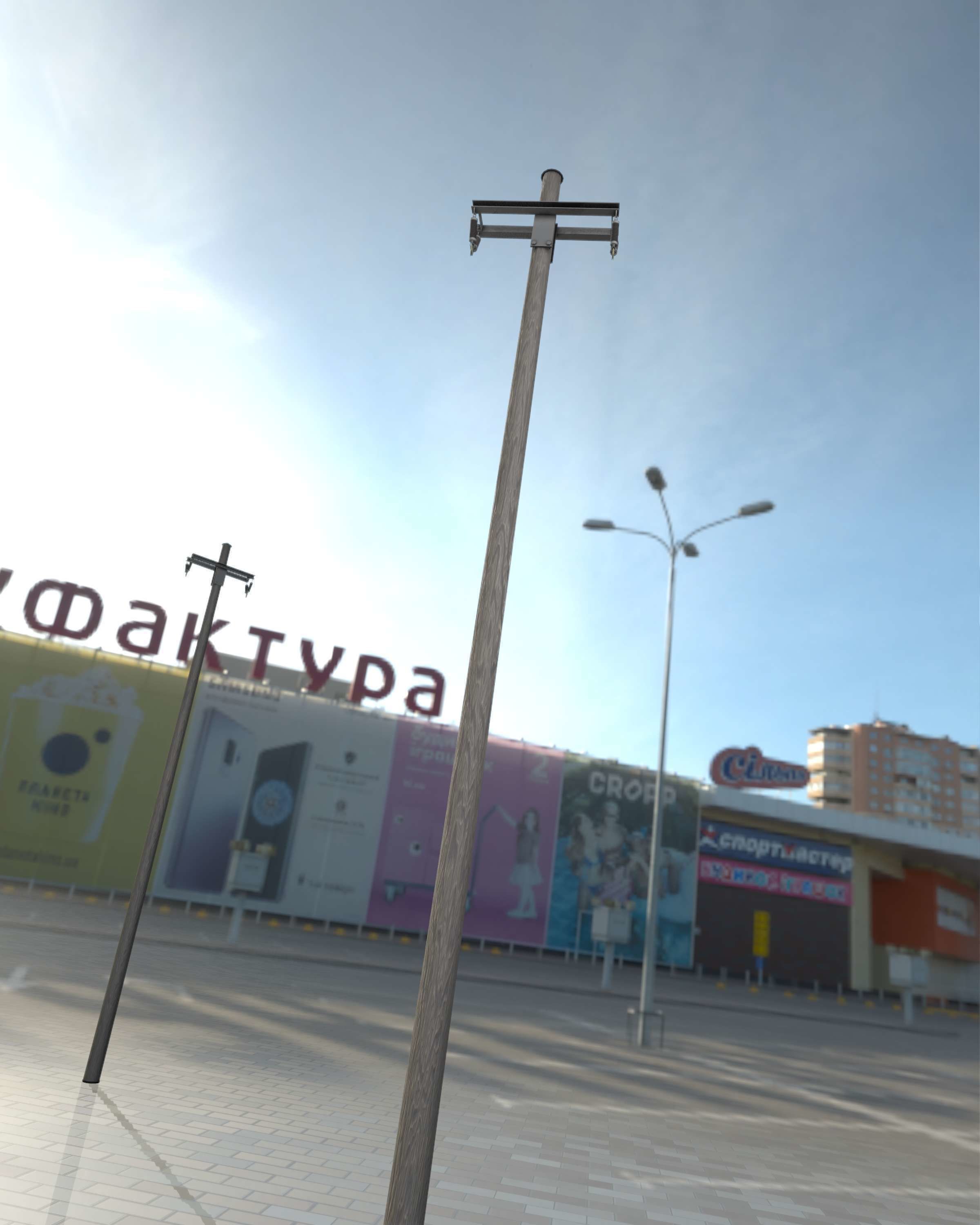 Wood Electricity Poles - Object 009 Low-poly 3D model_14