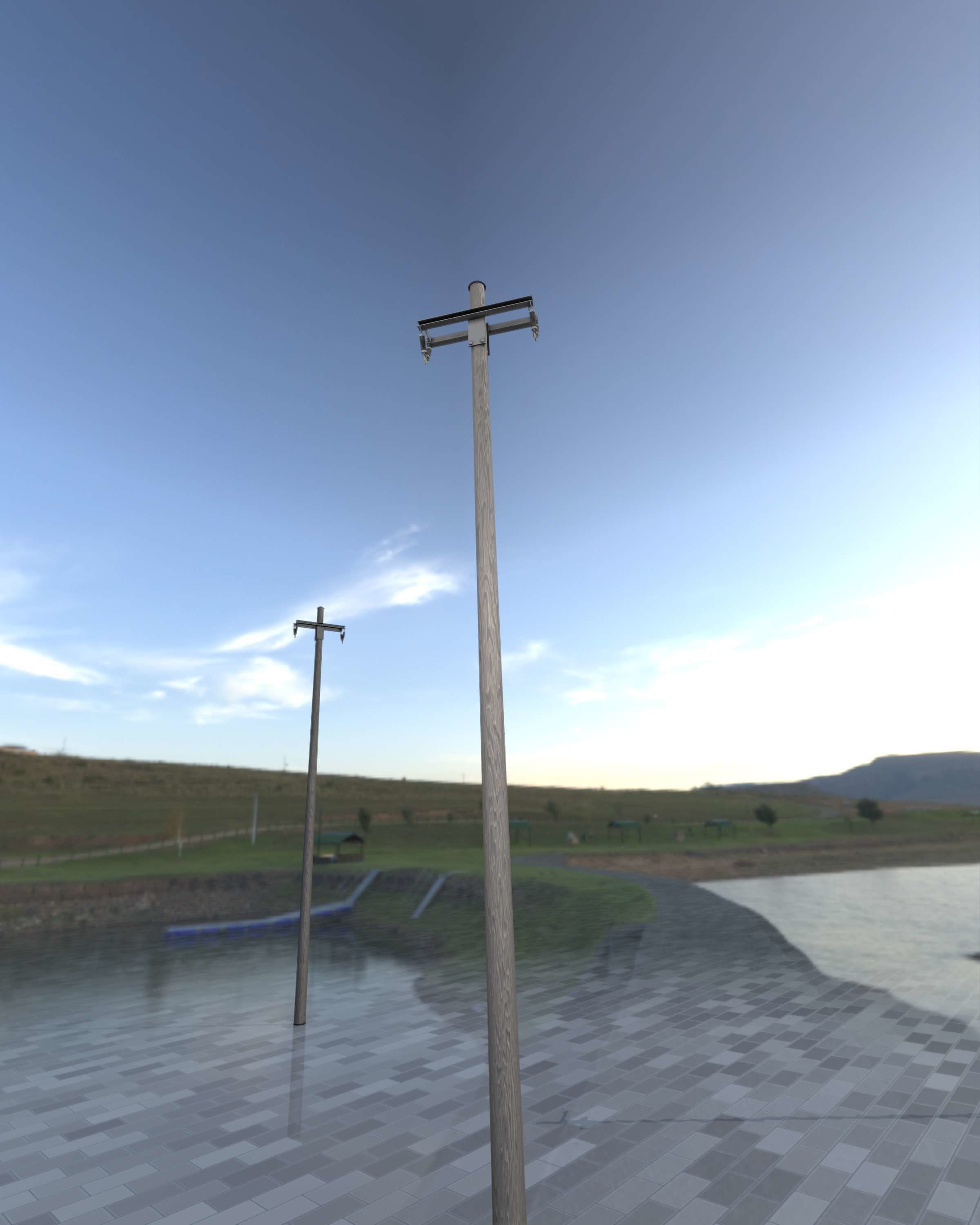 Wood Electricity Poles - Object 009 Low-poly 3D model_34