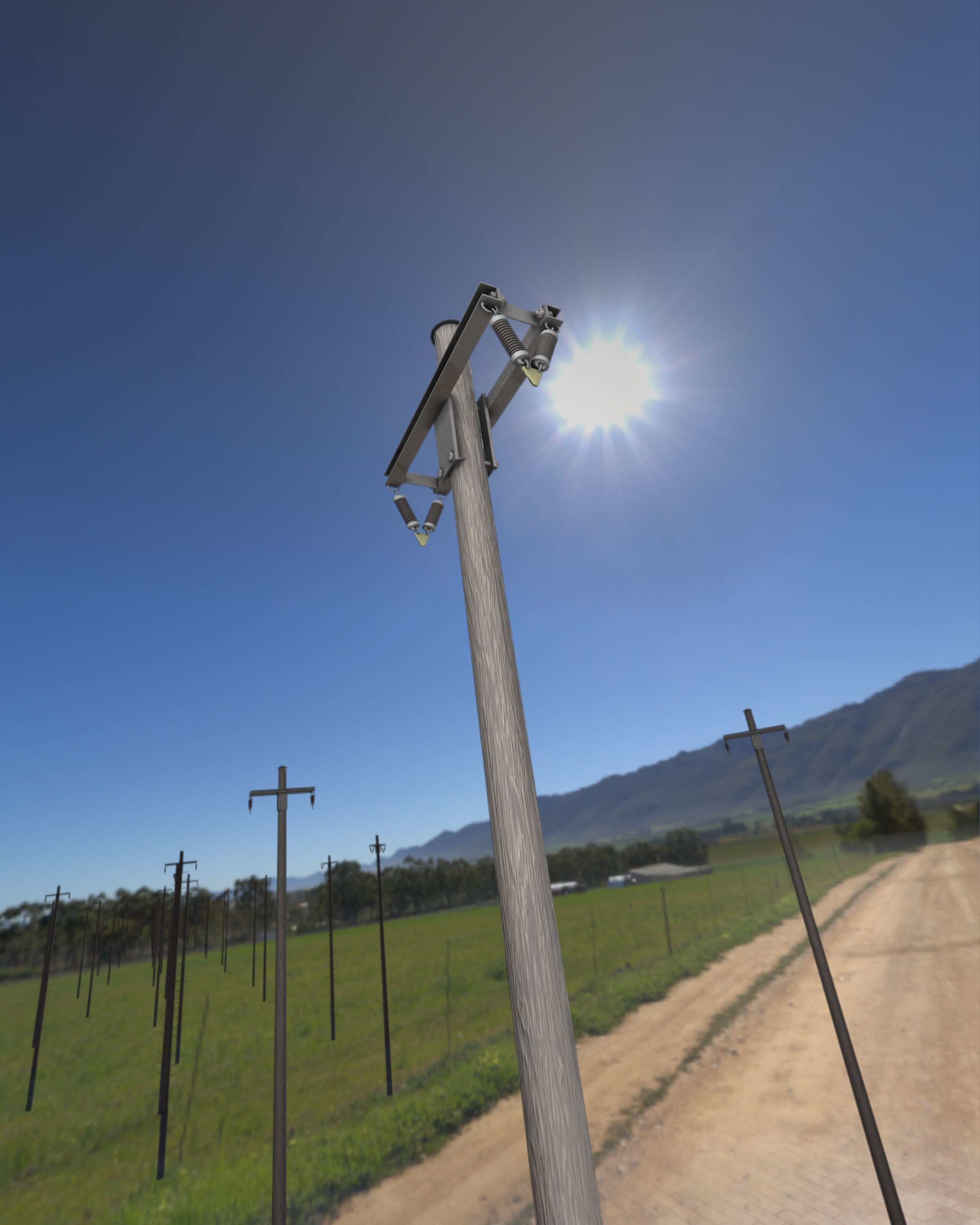 Wood Electricity Poles - Object 009 Low-poly 3D model_28