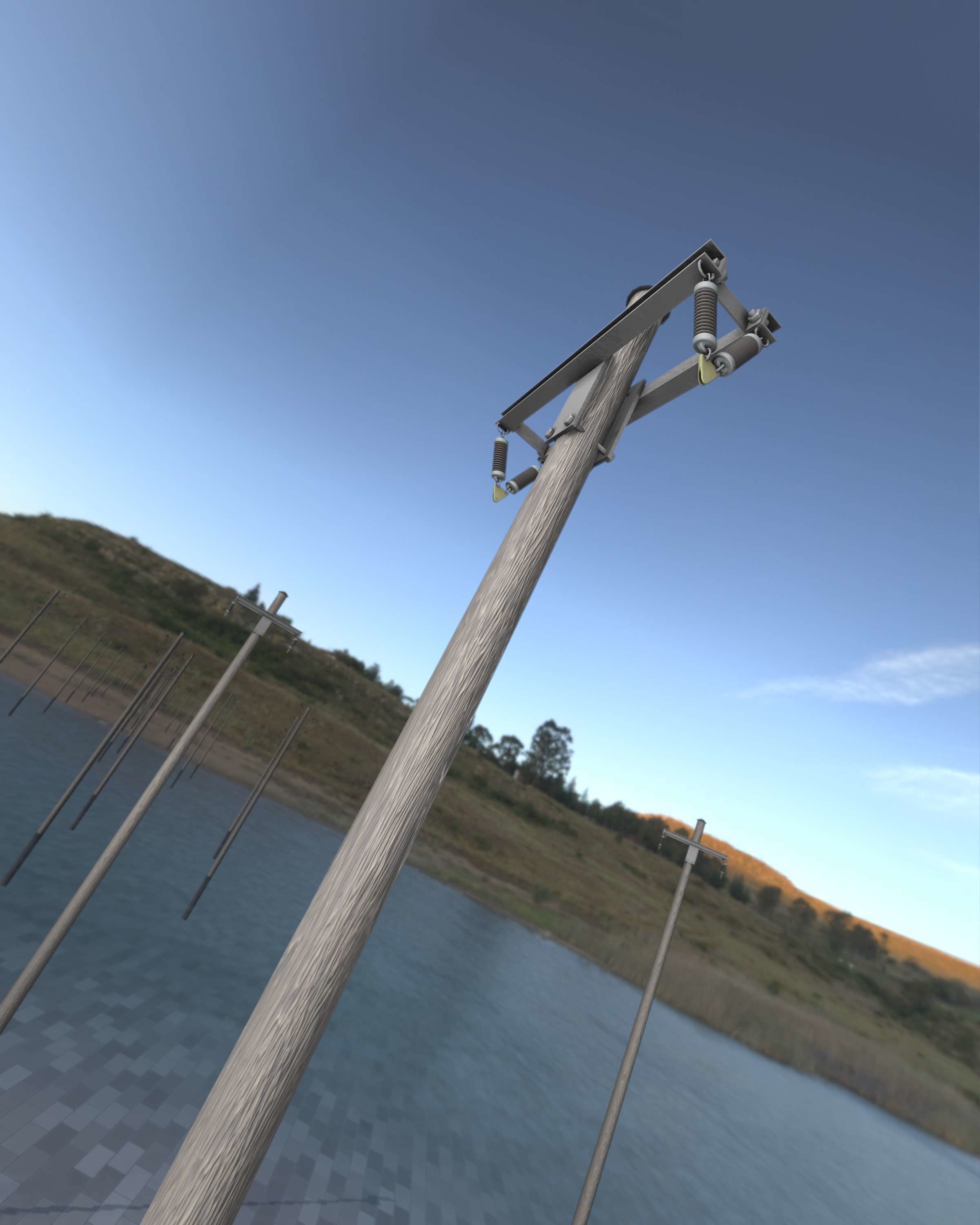 Wood Electricity Poles - Object 009 Low-poly 3D model_26