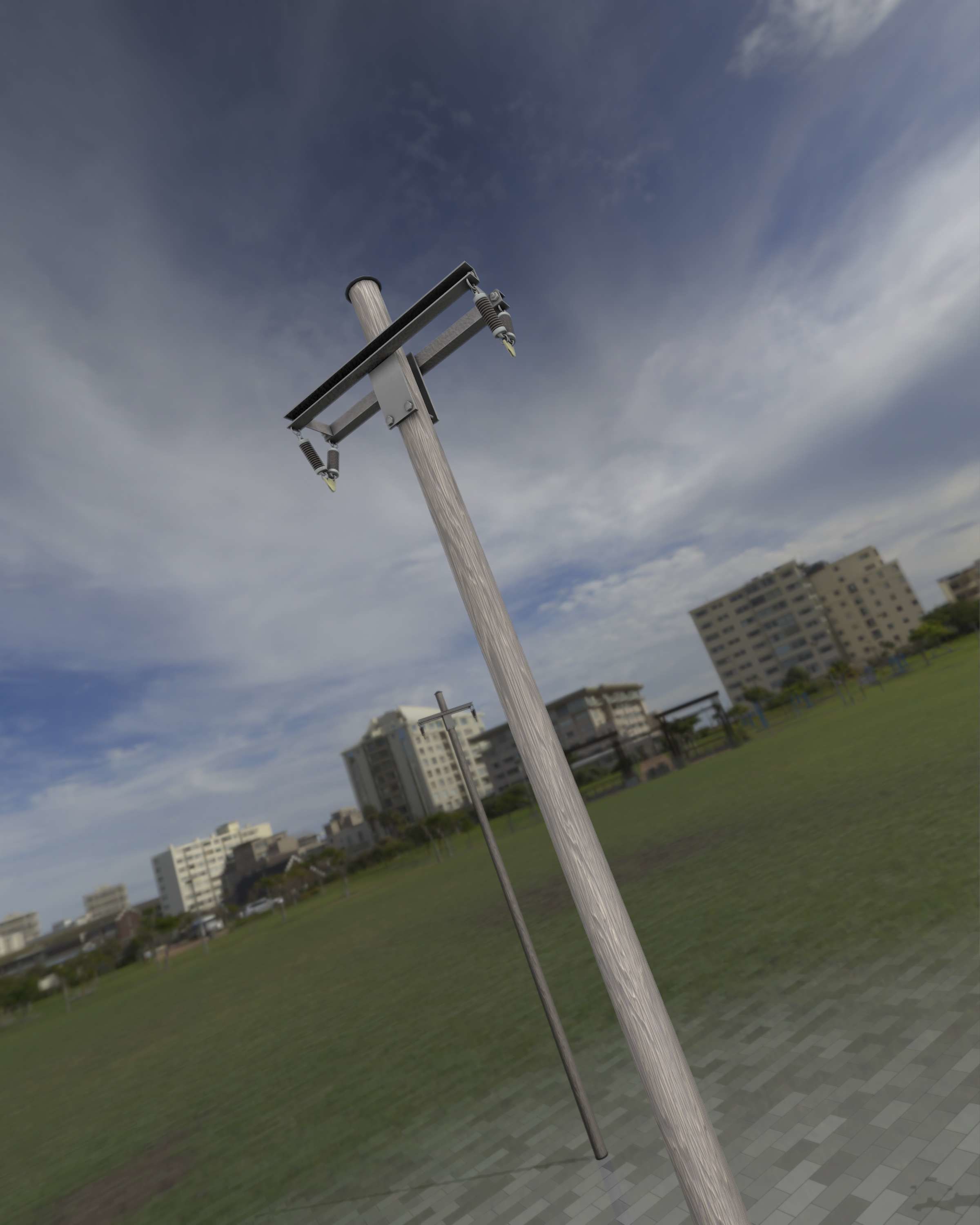 Wood Electricity Poles - Object 009 Low-poly 3D model_3