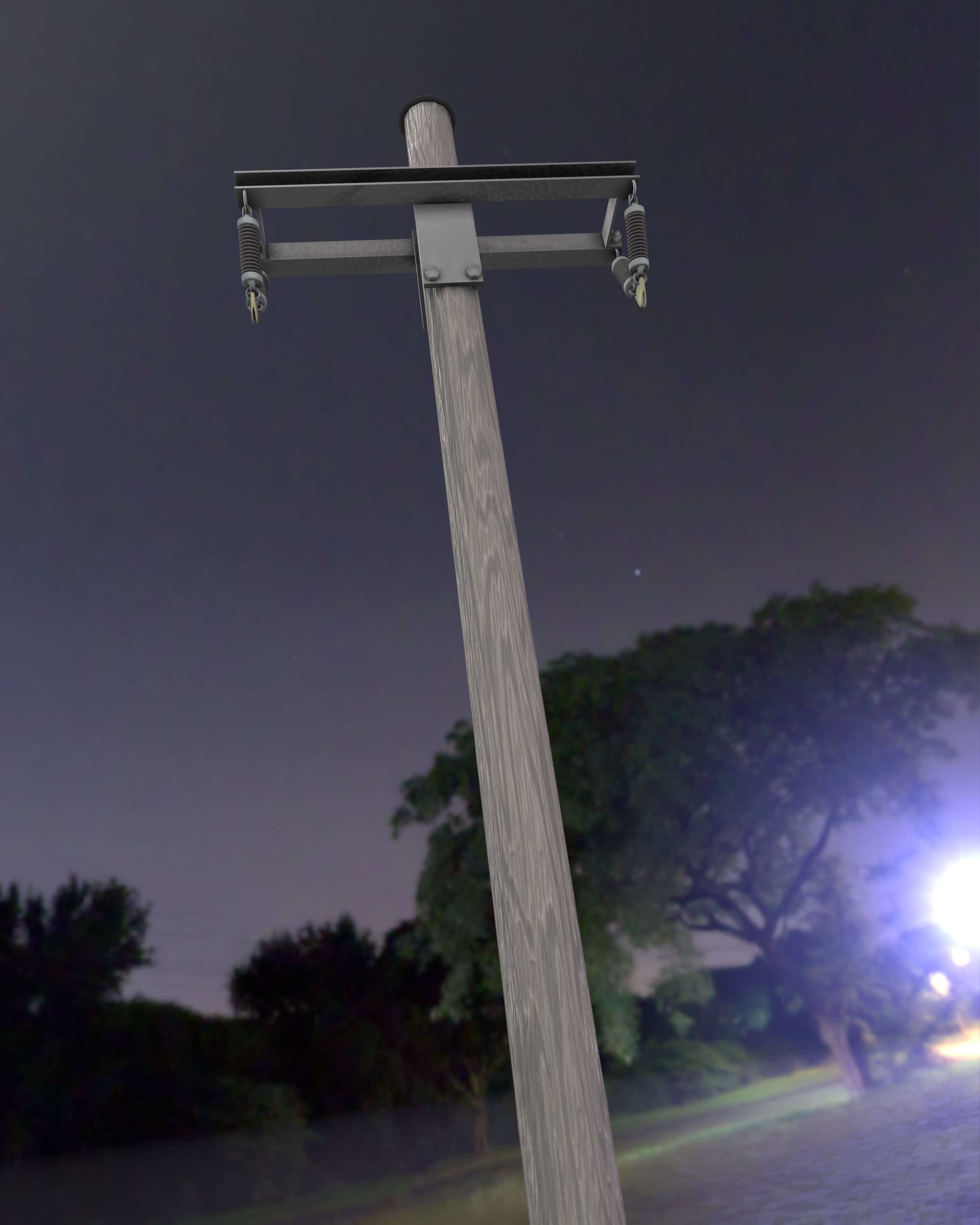 Wood Electricity Poles - Object 009 Low-poly 3D model_45