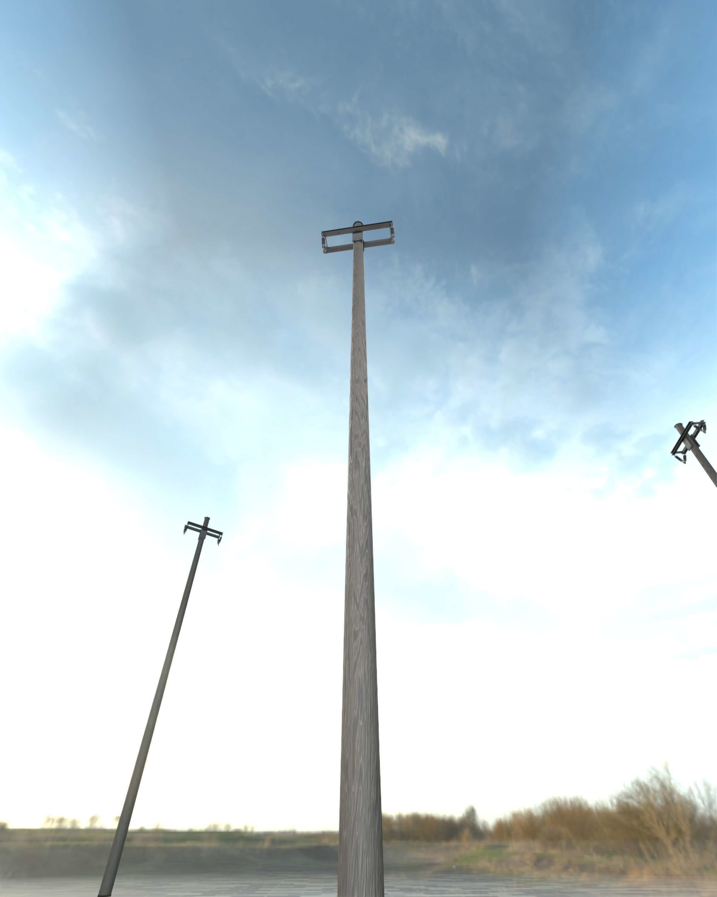 Wood Electricity Poles - Object 009 Low-poly 3D model_15