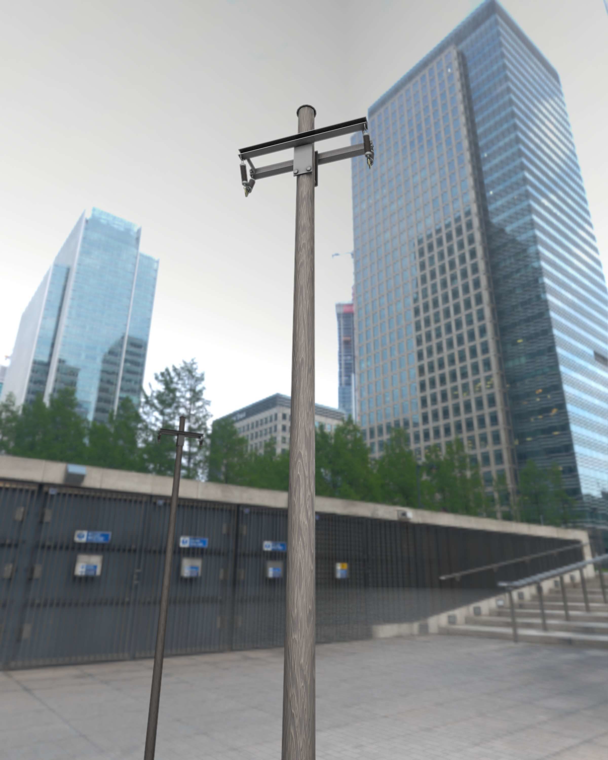 Wood Electricity Poles - Object 009 Low-poly 3D model_13