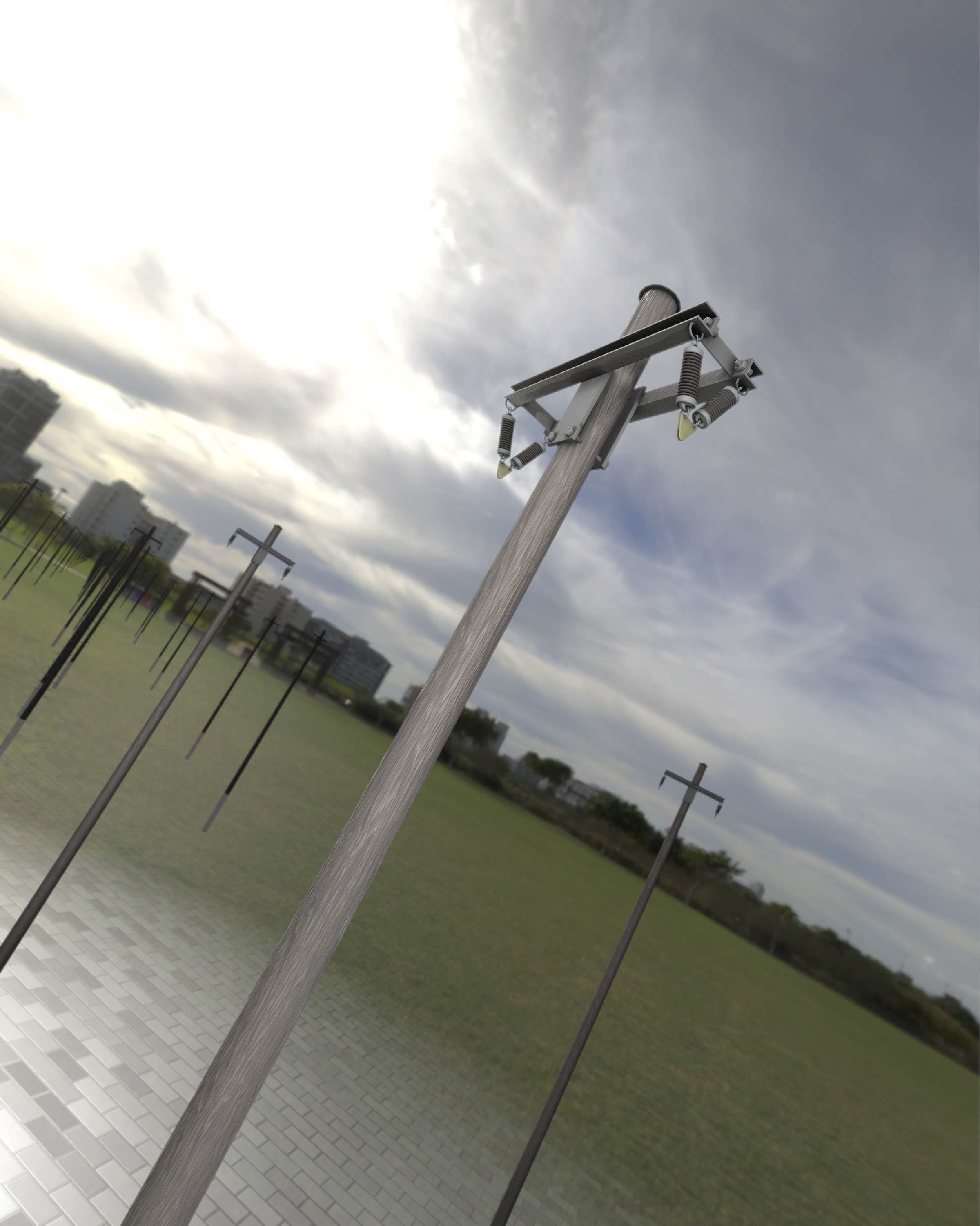 Wood Electricity Poles - Object 009 Low-poly 3D model_32