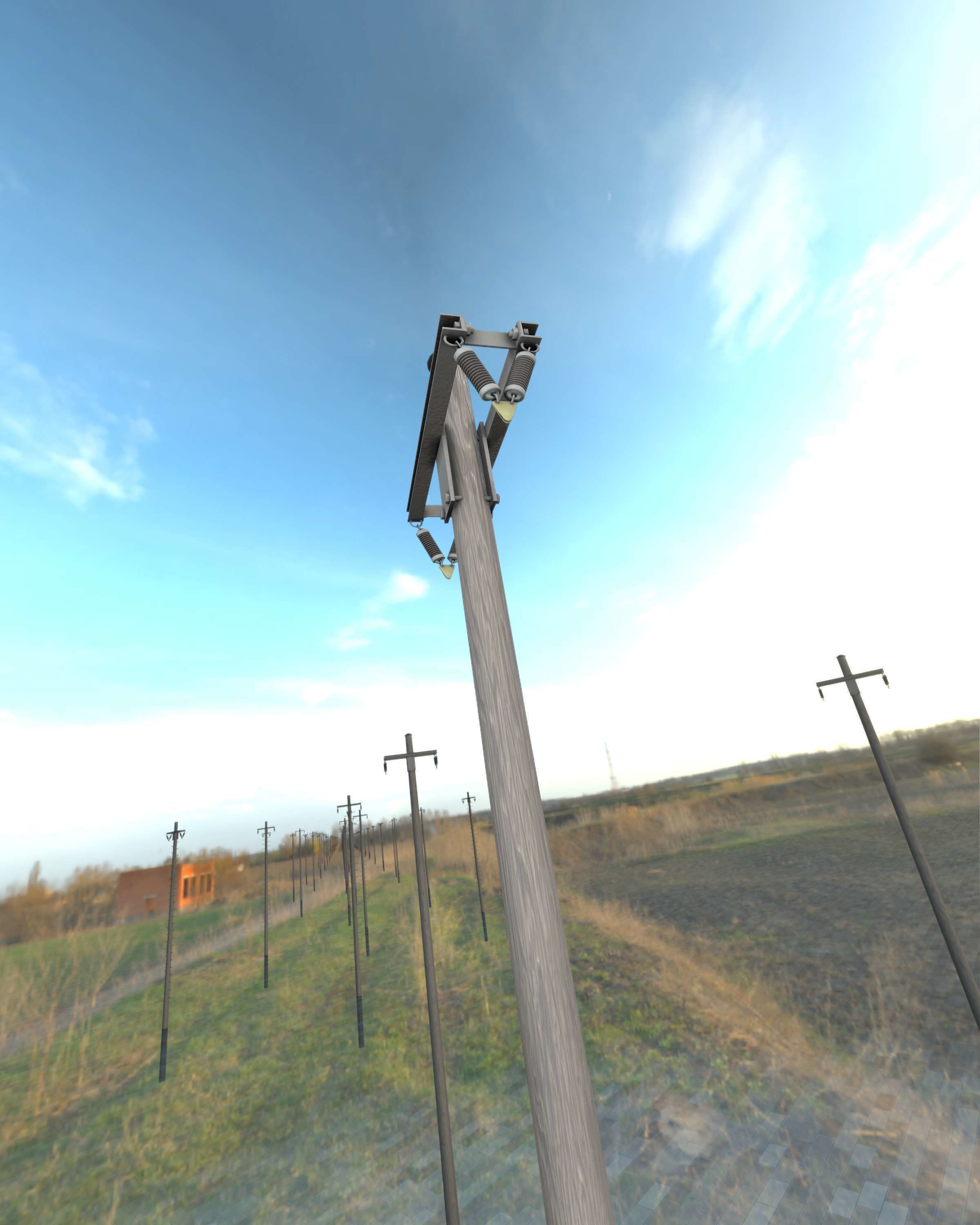 Wood Electricity Poles - Object 009 Low-poly 3D model_23
