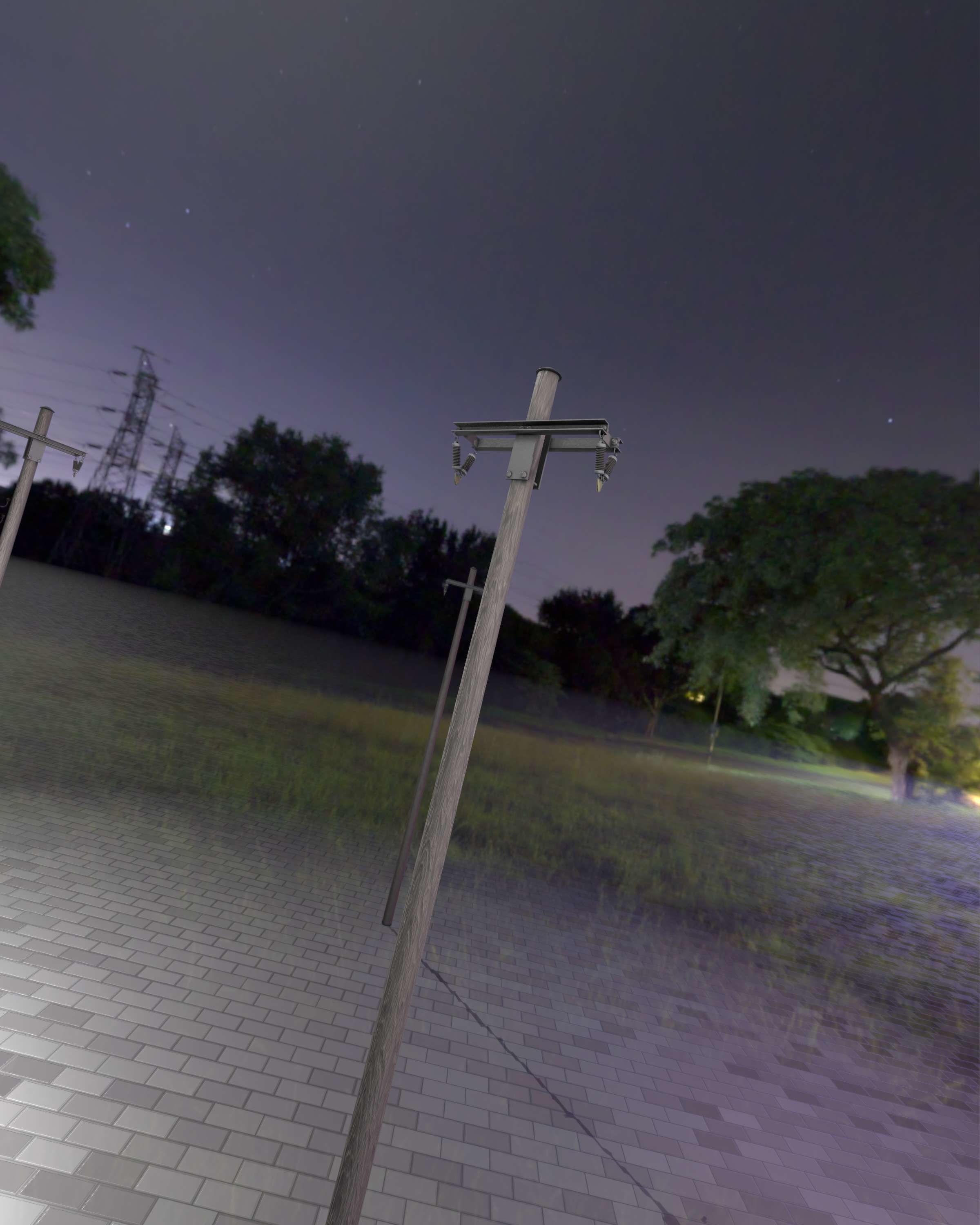 Wood Electricity Poles - Object 009 Low-poly 3D model_17