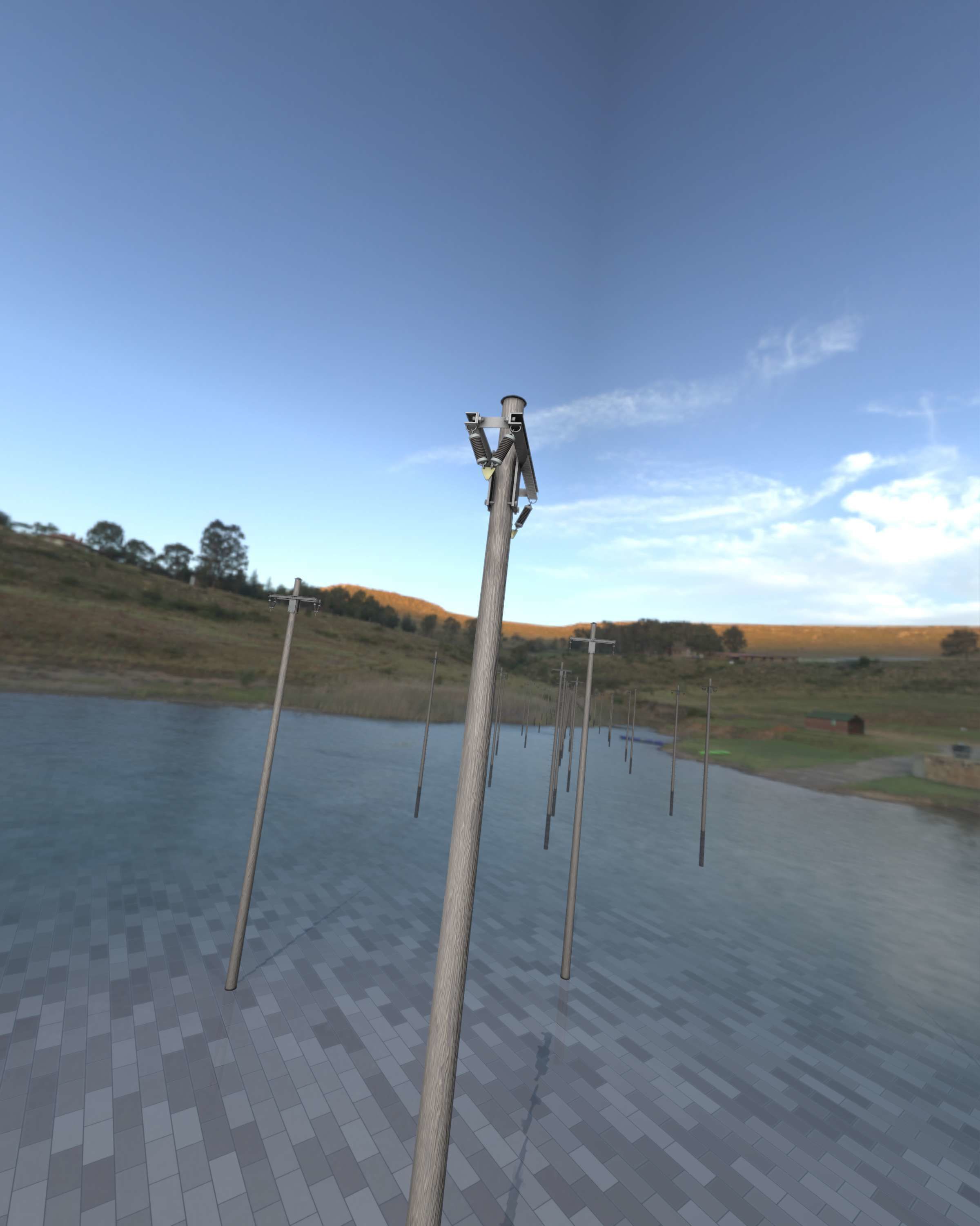 Wood Electricity Poles - Object 009 Low-poly 3D model_48