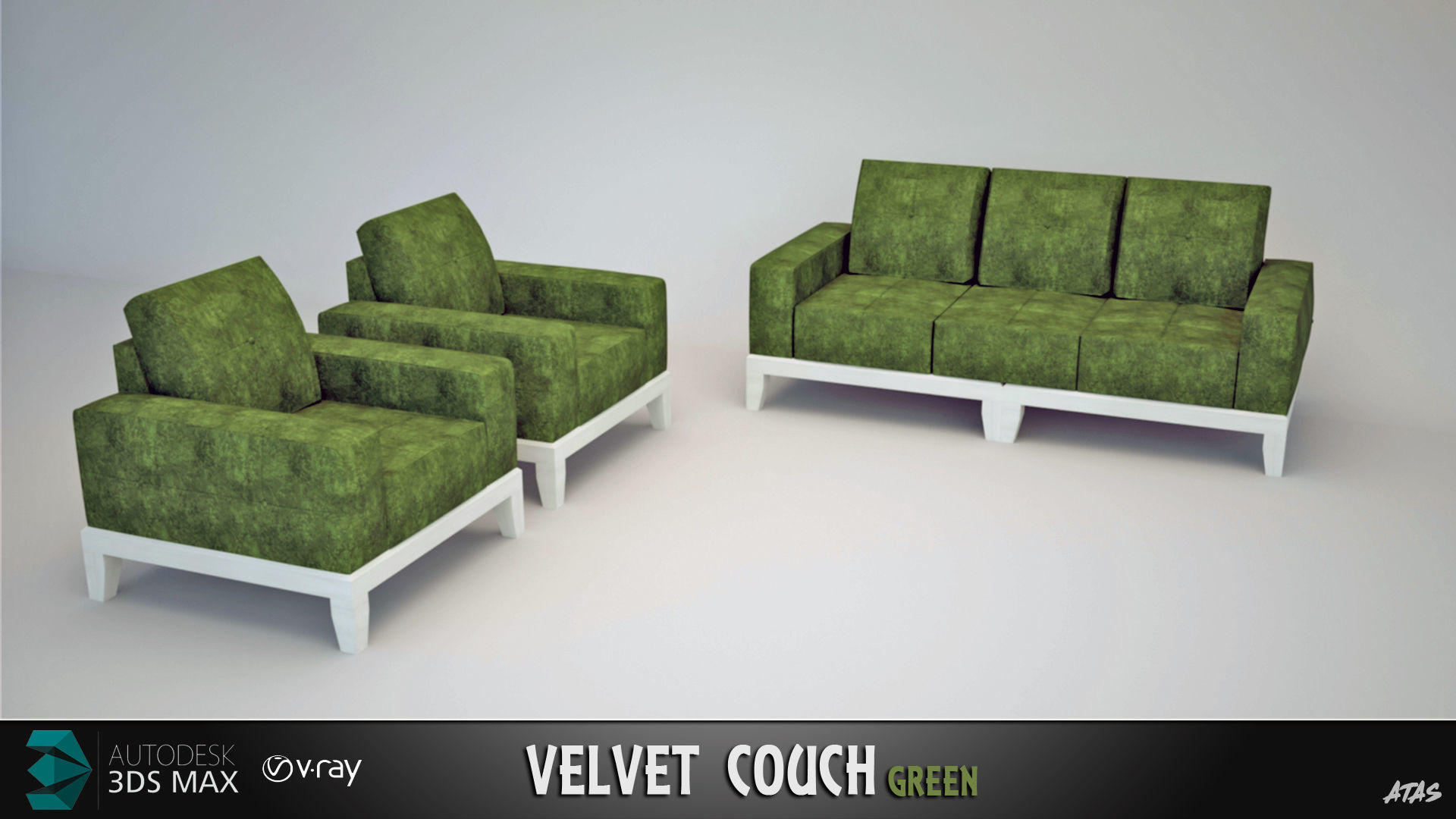 Velvet Couch 4 Color Model  3D model_3