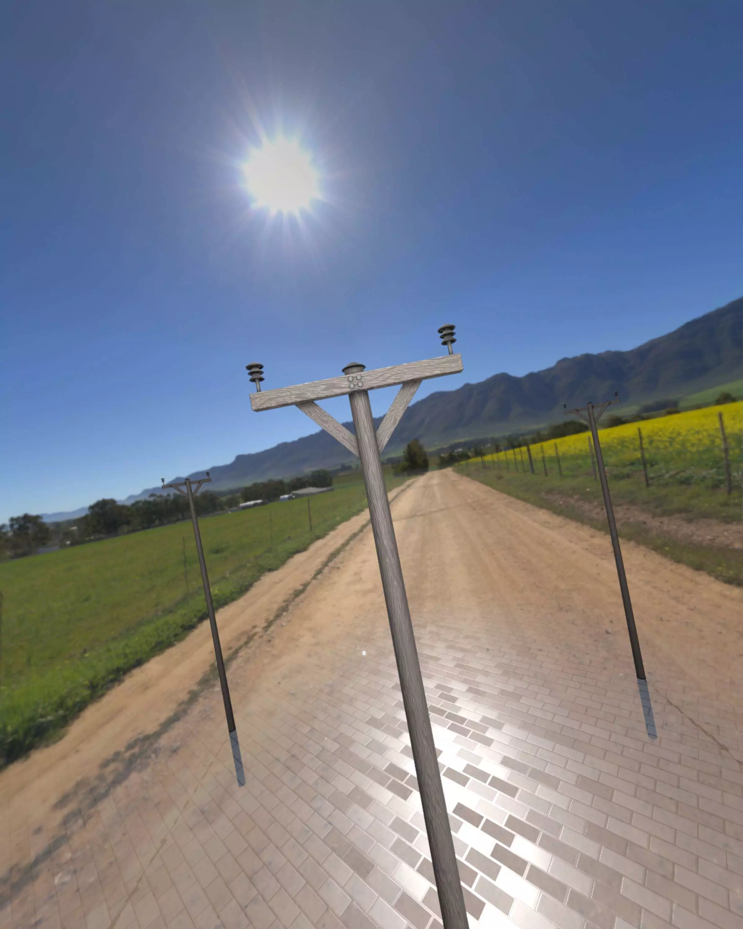 Wooden Electricity Pole - Object 013 Low-poly 3D model