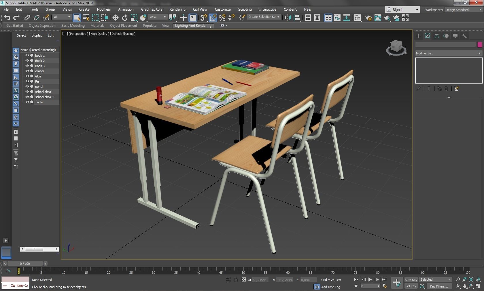 School Table 1 Lowpoly Low-poly 3D model_10