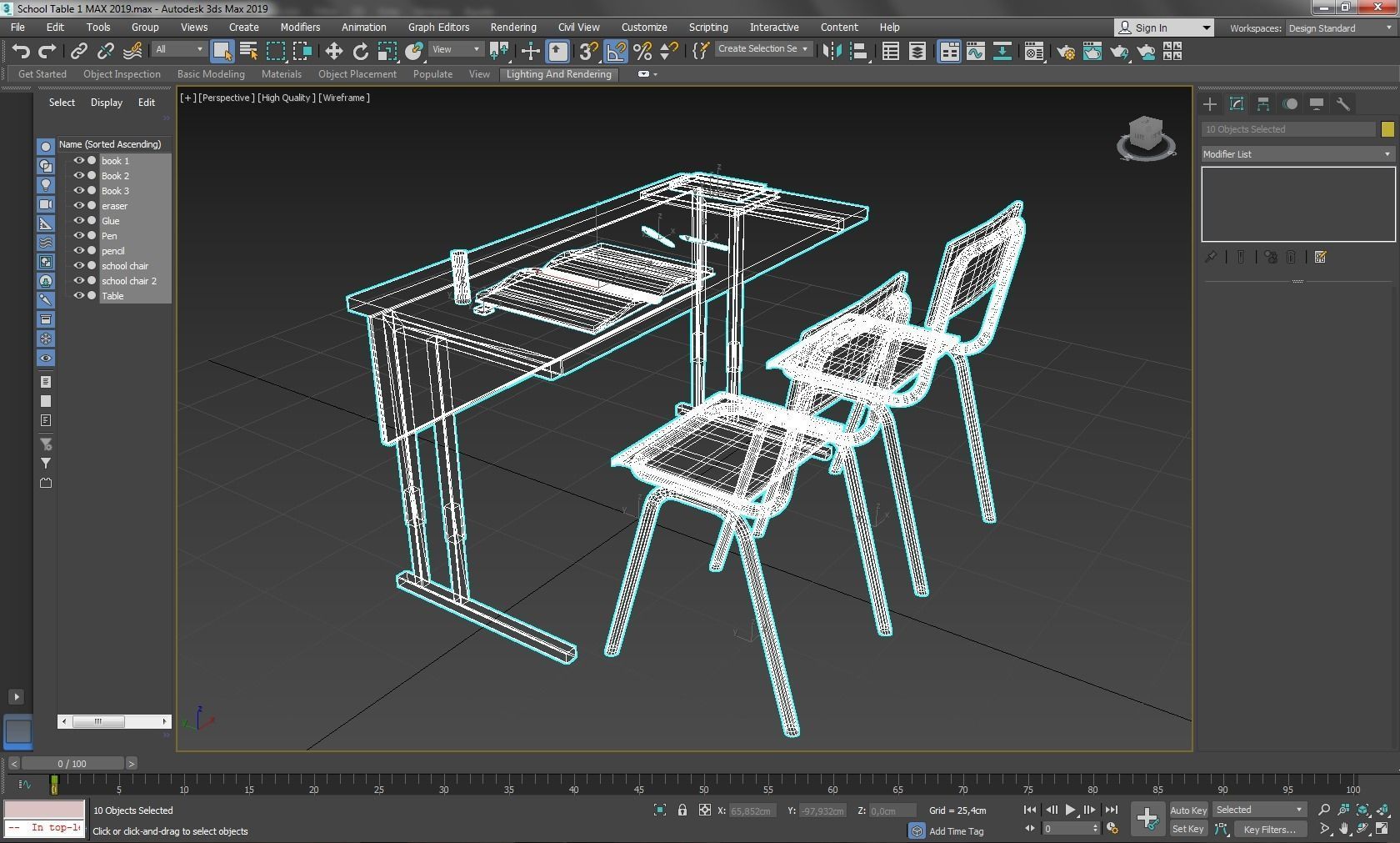 School Table 1 Lowpoly Low-poly 3D model_11