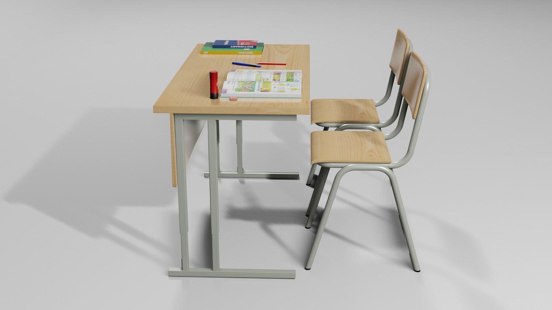 School Table 1 Lowpoly Low-poly 3D model_1
