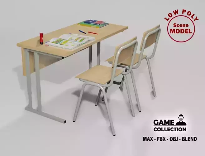 School Table 1 Lowpoly