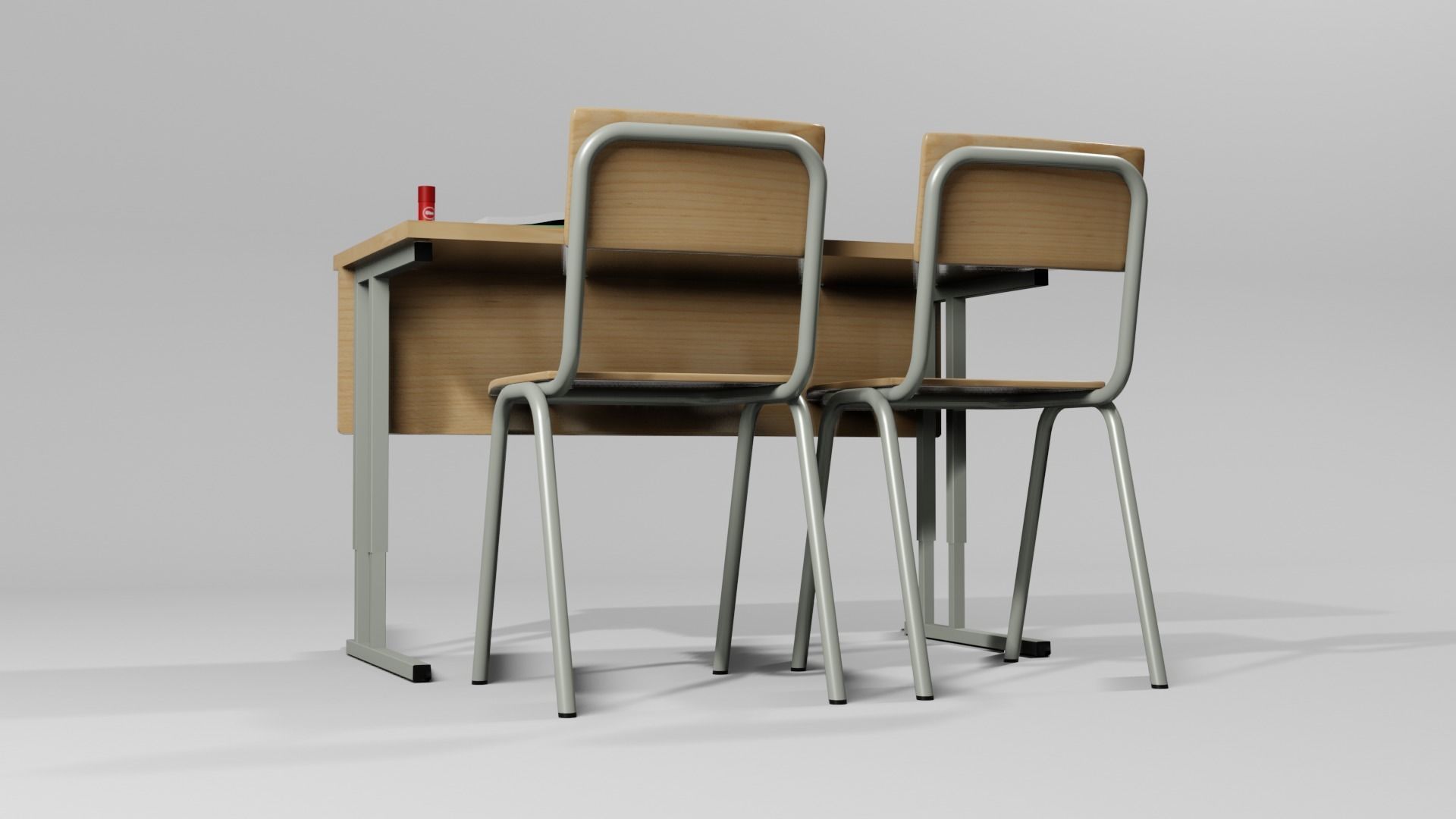 School Table 1 Lowpoly Low-poly 3D model_5