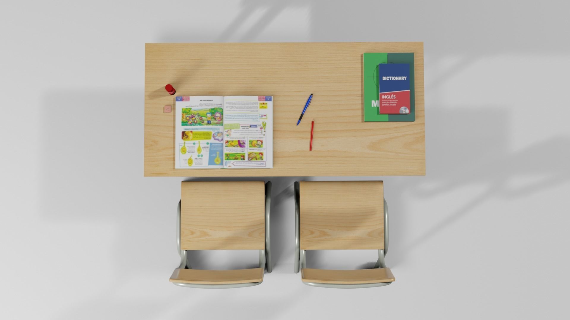 School Table 1 Lowpoly Low-poly 3D model_4