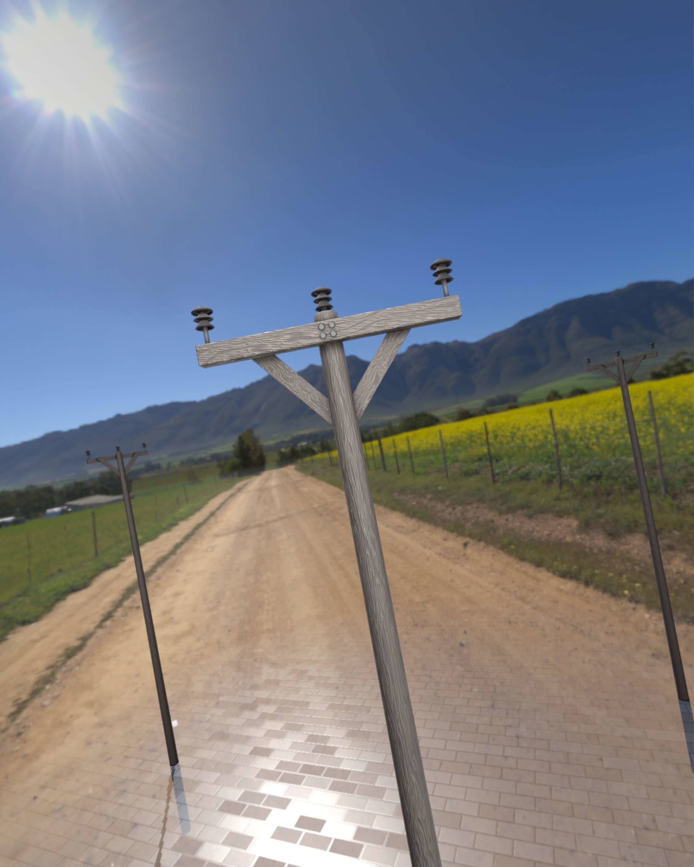 Wooden Electricity Pylon - Object 015 Low-poly 3D model_5