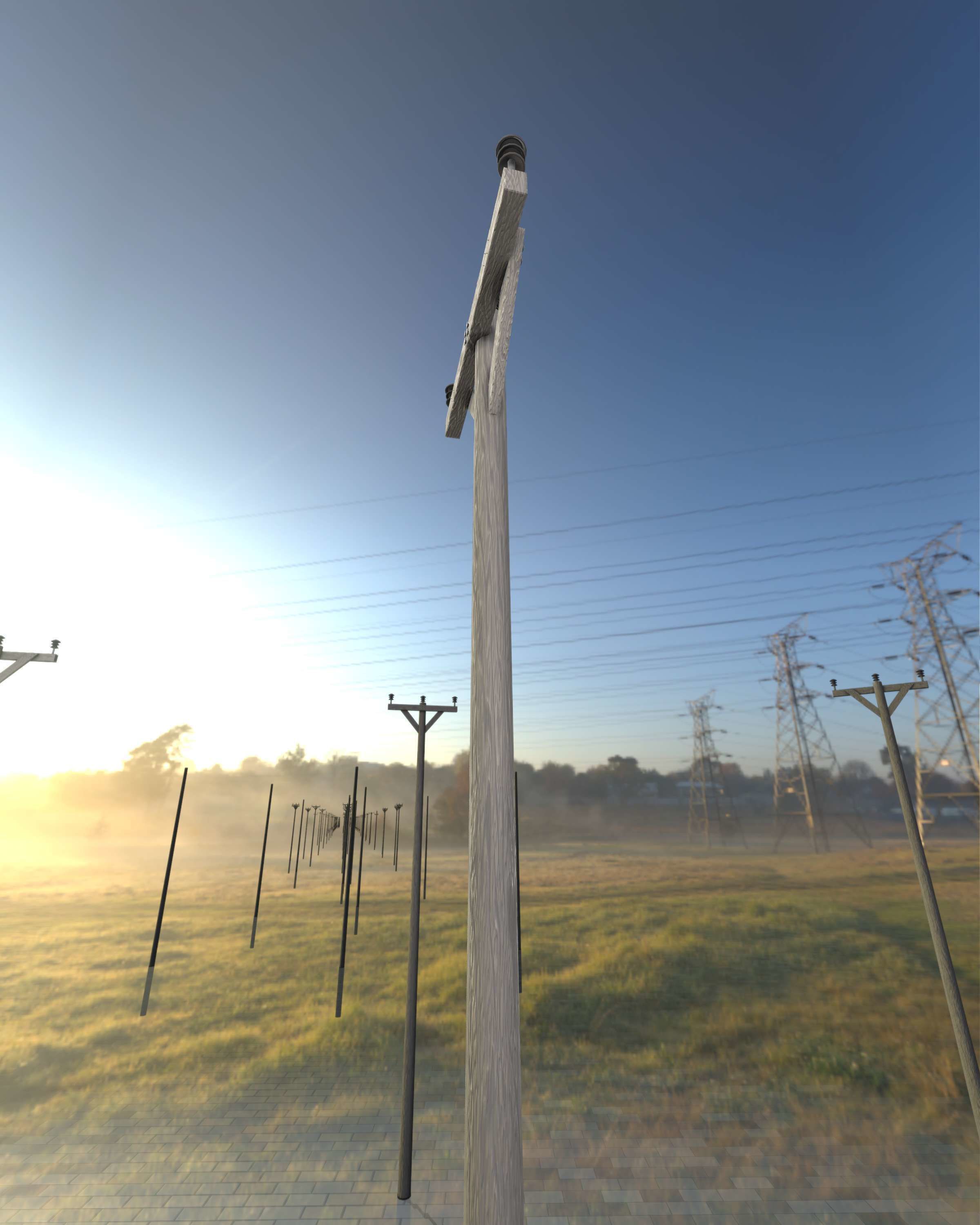 Wooden Electricity Pylon - Object 015 Low-poly 3D model_28