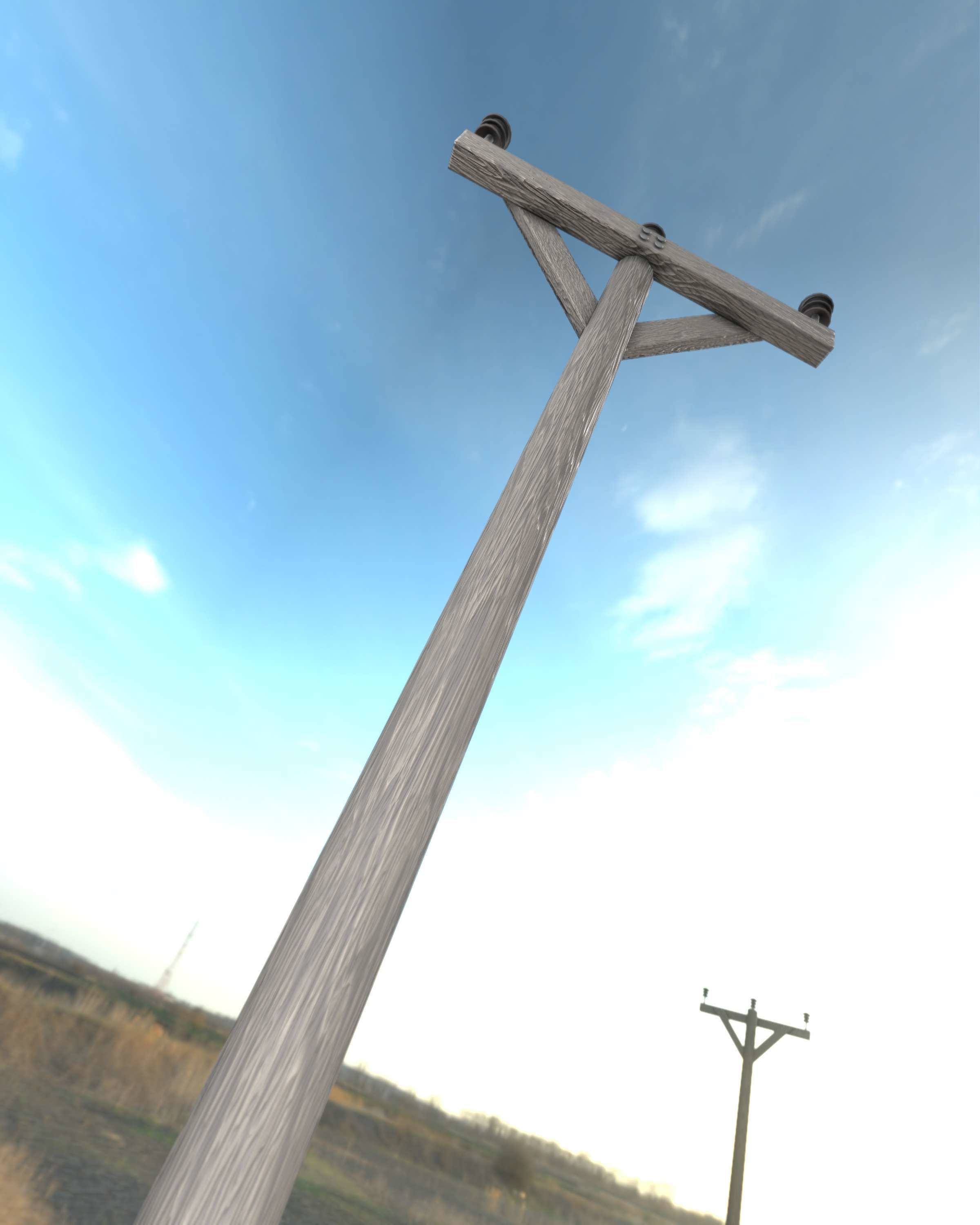 Wooden Electricity Pylon - Object 015 Low-poly 3D model_43