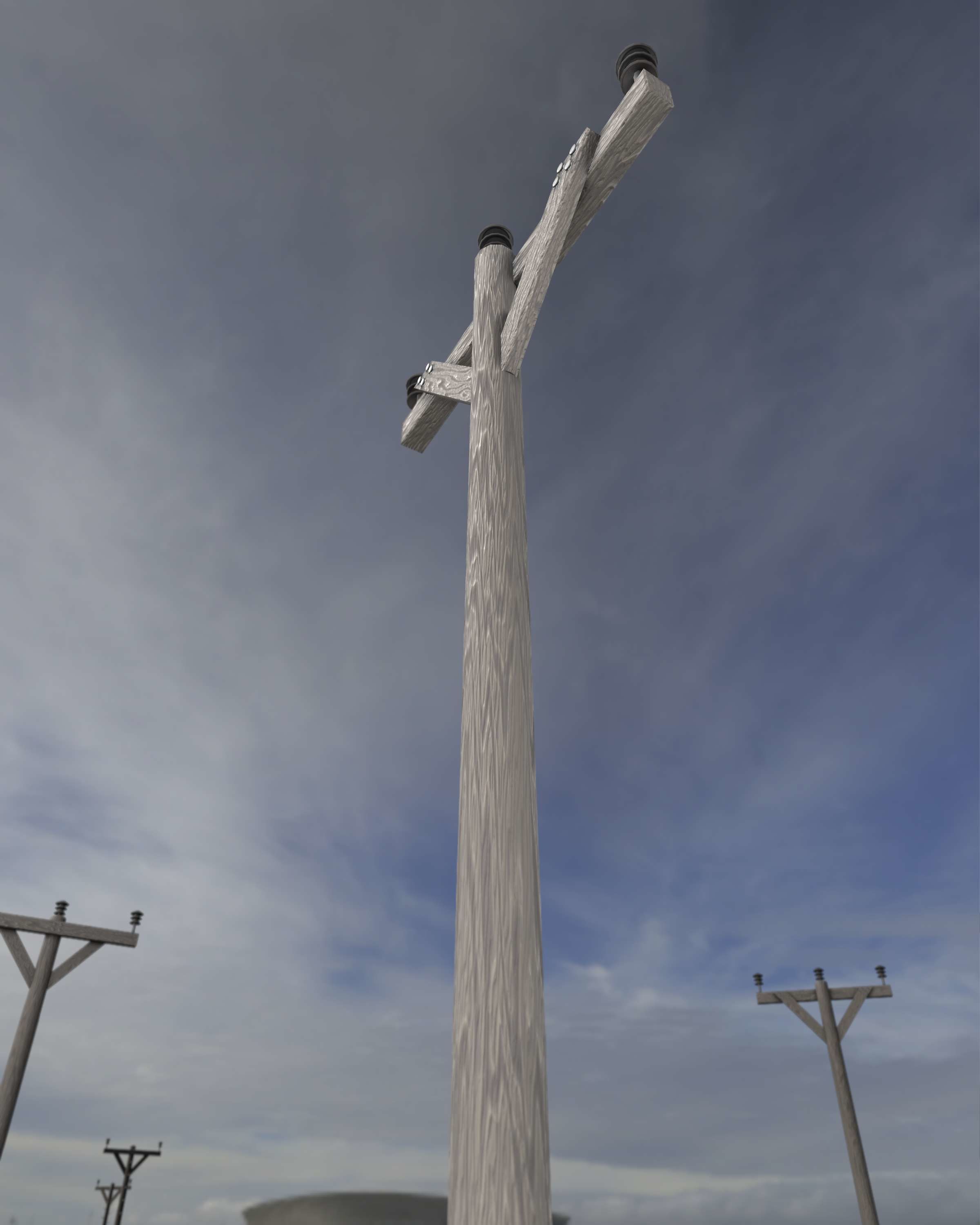 Wooden Electricity Pylon - Object 015 Low-poly 3D model_46