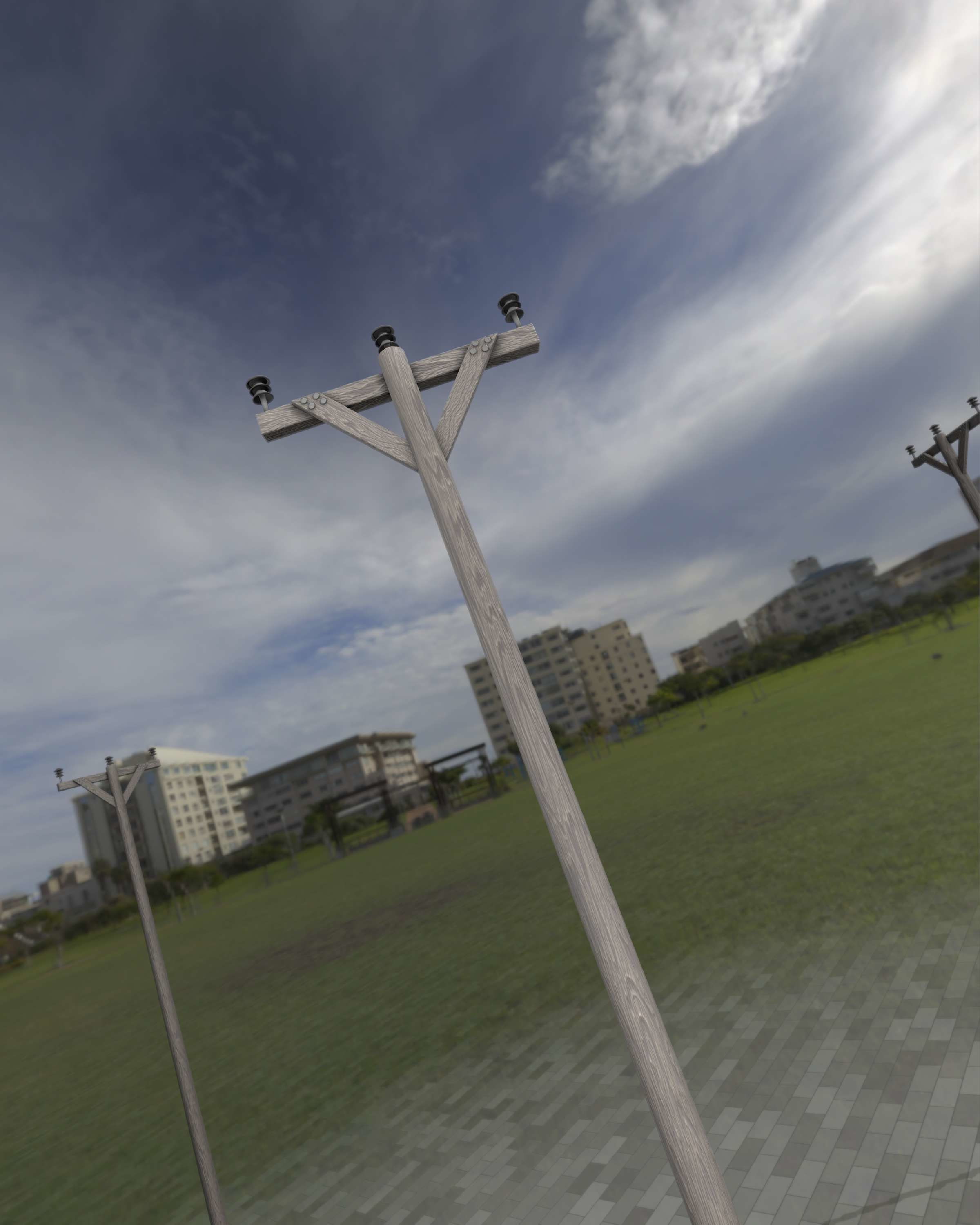 Wooden Electricity Pylon - Object 015 Low-poly 3D model_25