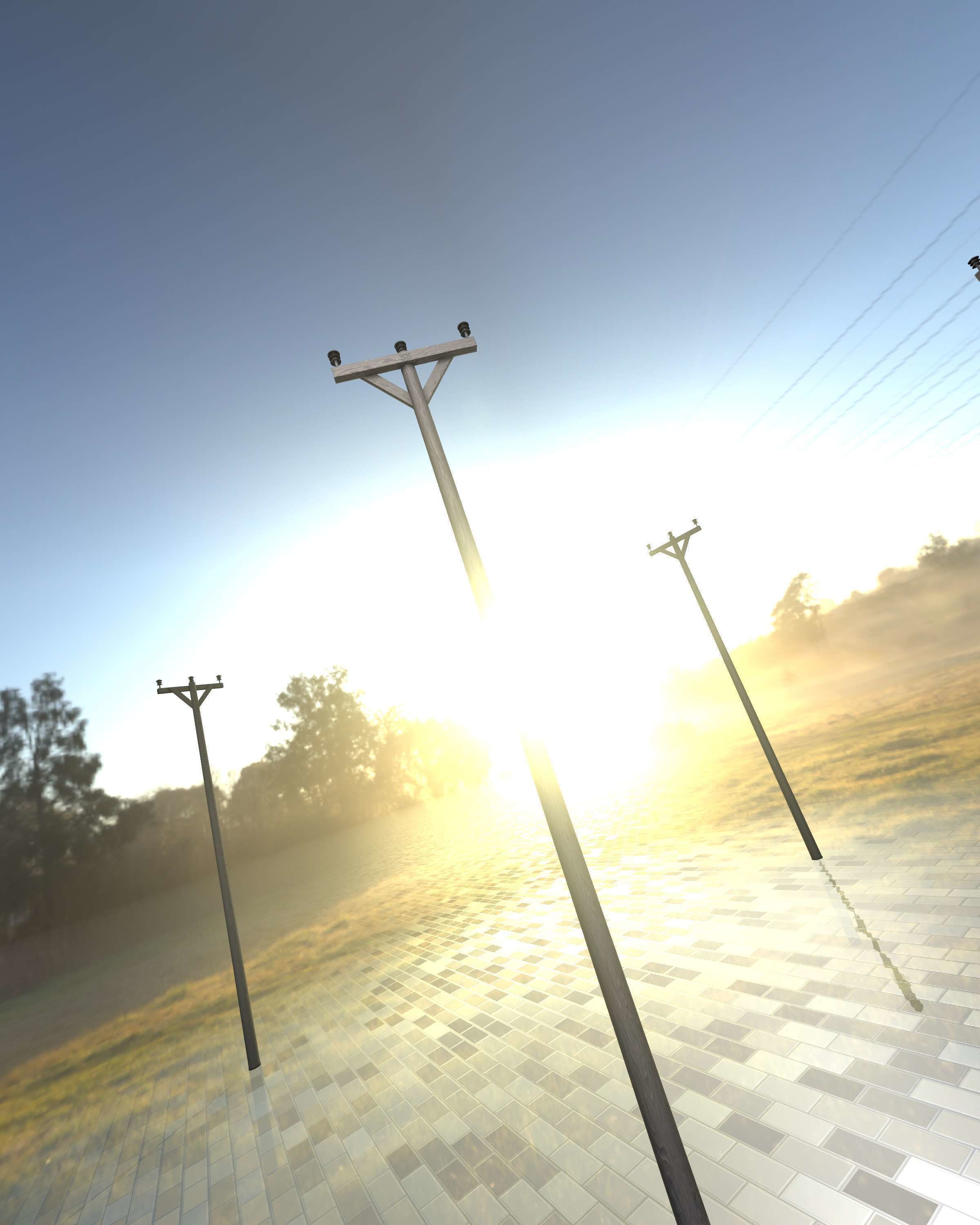 Wooden Electricity Pylon - Object 015 Low-poly 3D model_17