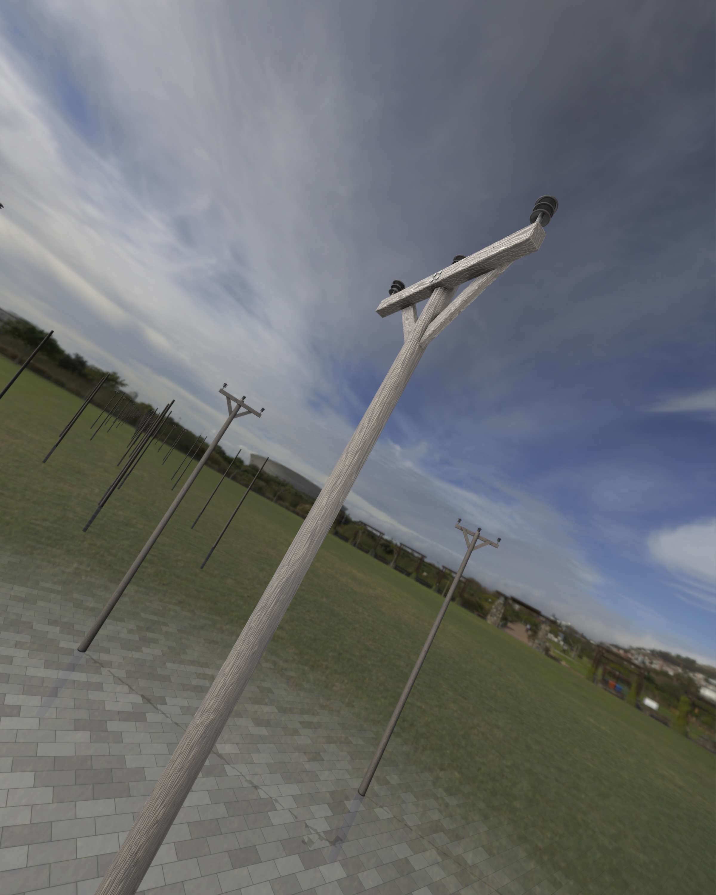 Wooden Electricity Pylon - Object 015 Low-poly 3D model_30