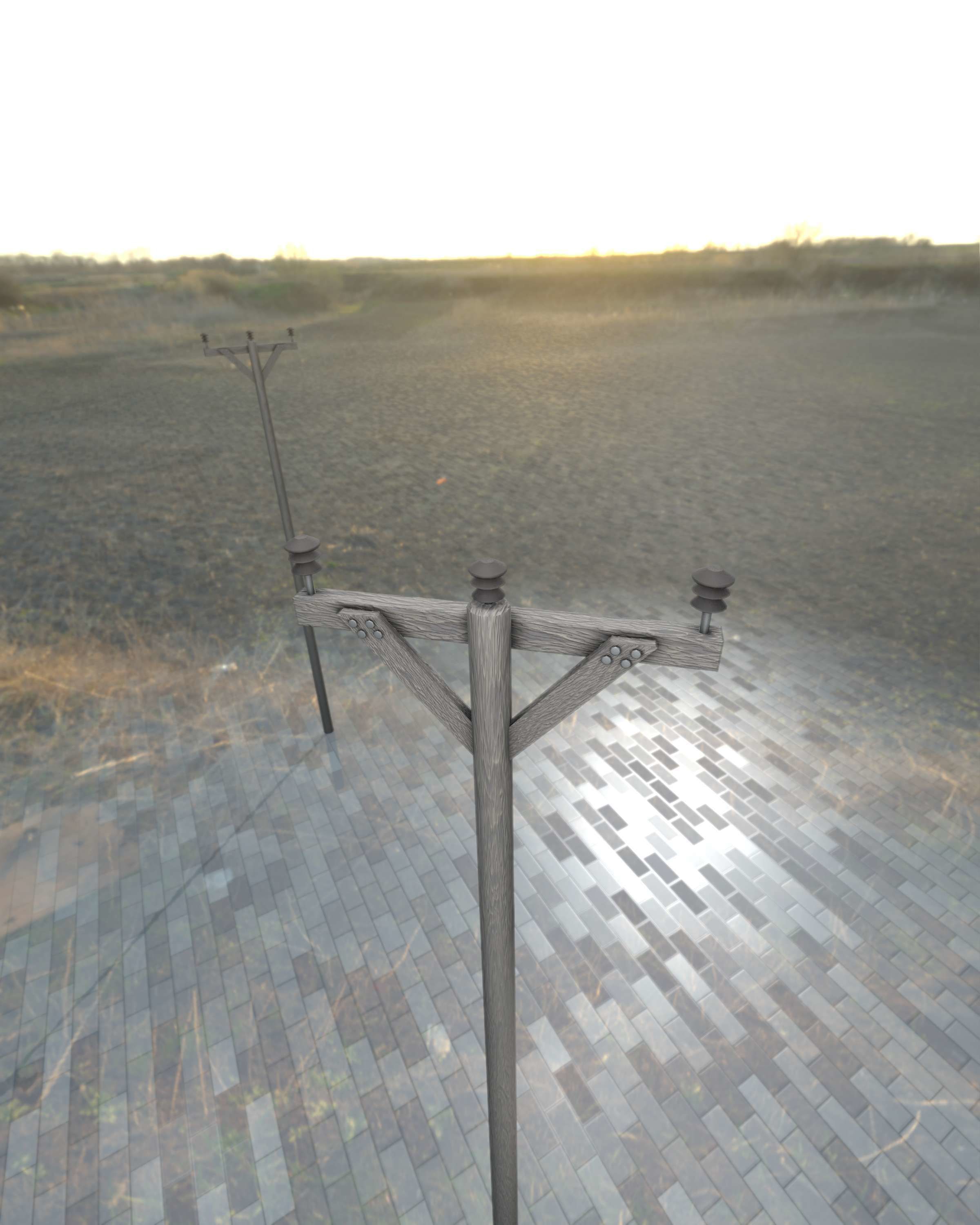 Wooden Electricity Pylon - Object 015 Low-poly 3D model_33