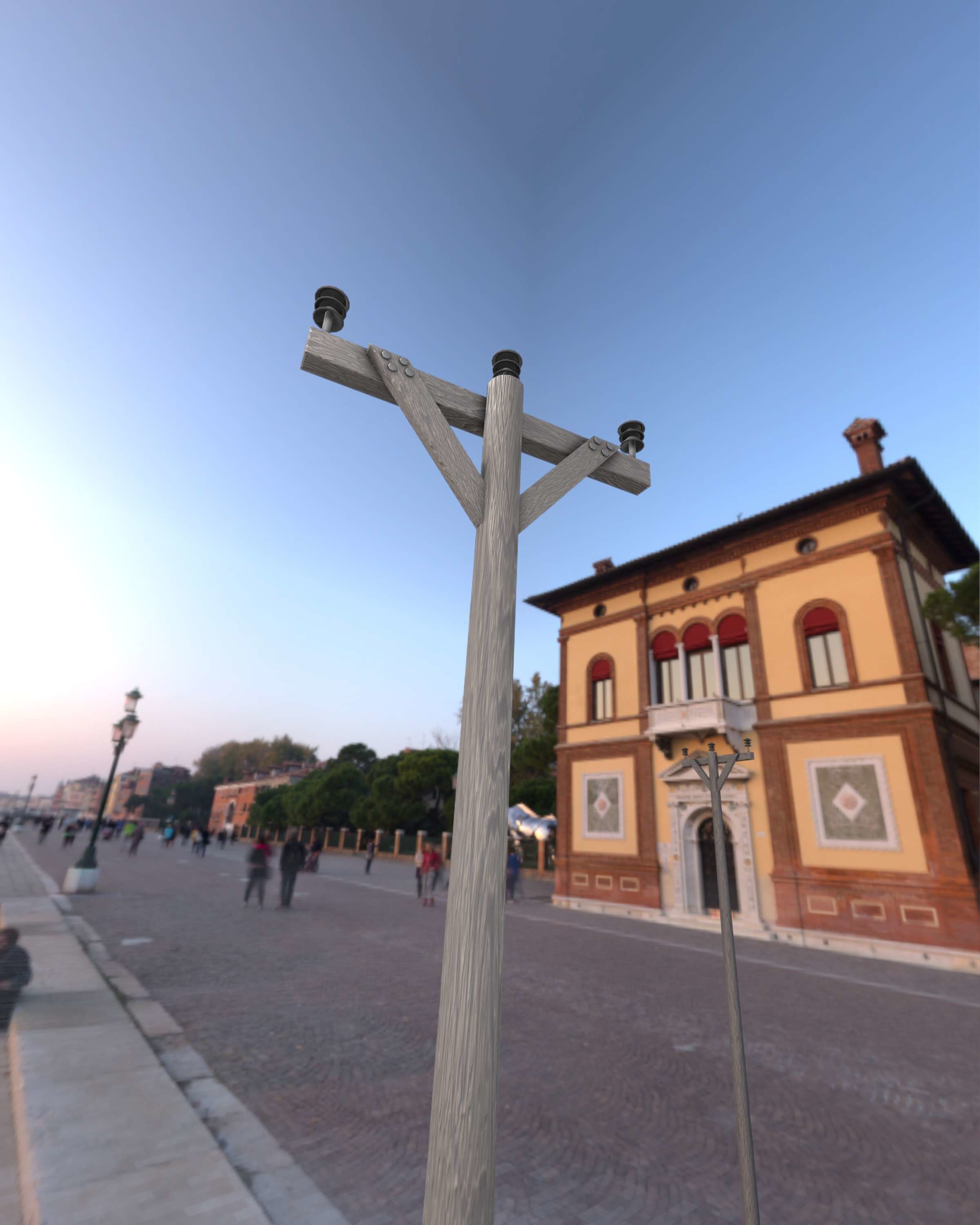 Wooden Electricity Pylon - Object 015 Low-poly 3D model_10