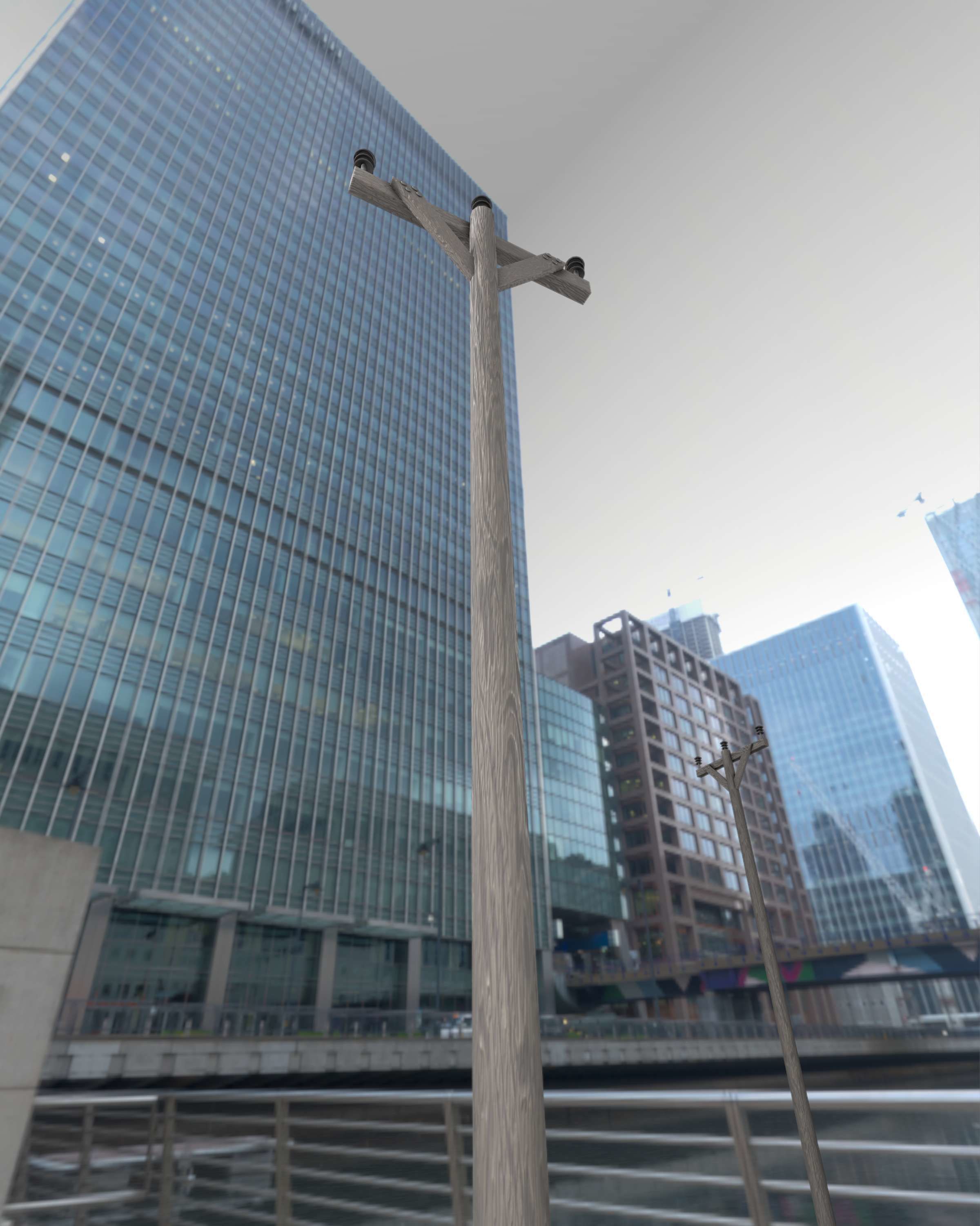 Wooden Electricity Pylon - Object 015 Low-poly 3D model_39