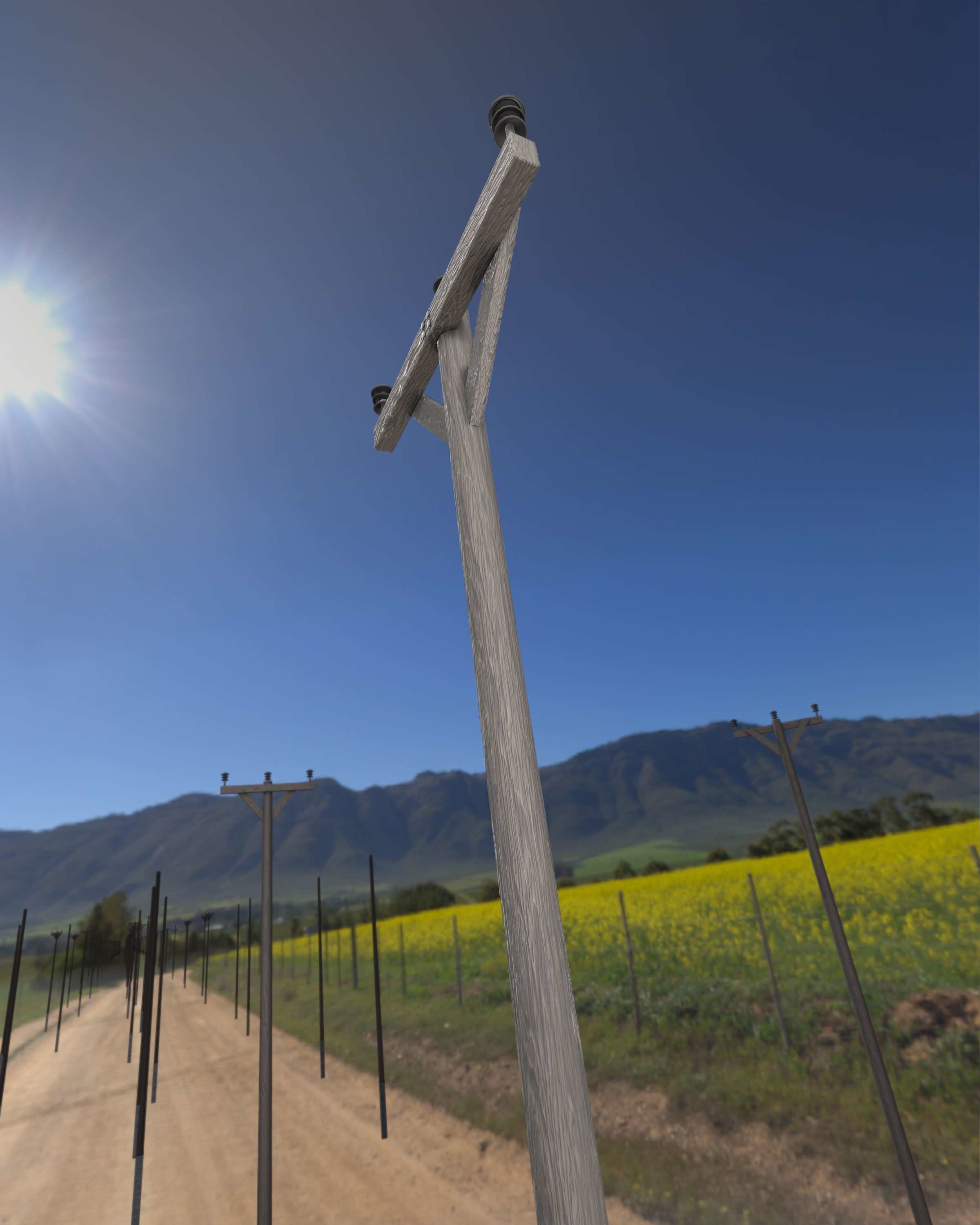 Wooden Electricity Pylon - Object 015 Low-poly 3D model_26