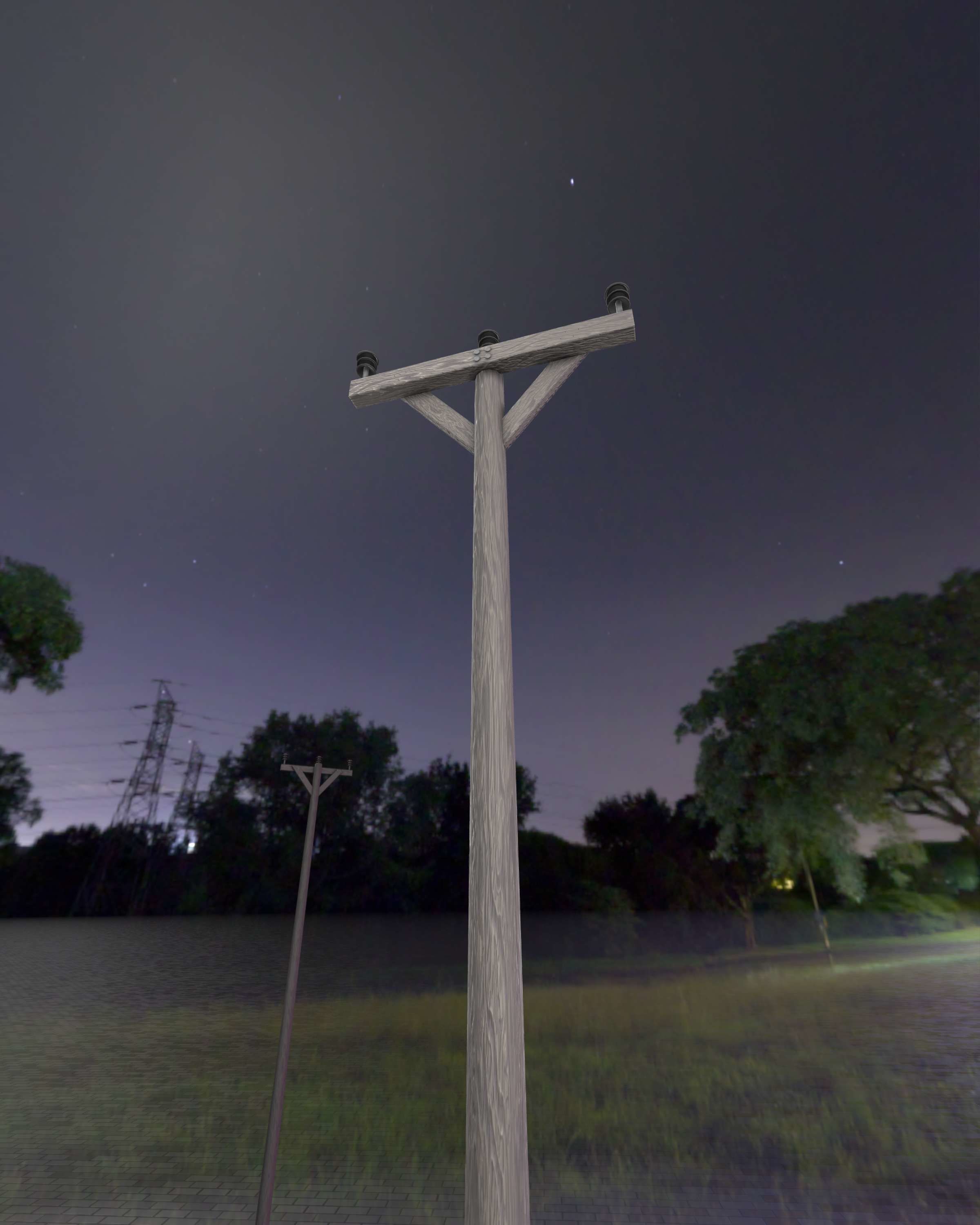 Wooden Electricity Pylon - Object 015 Low-poly 3D model_23