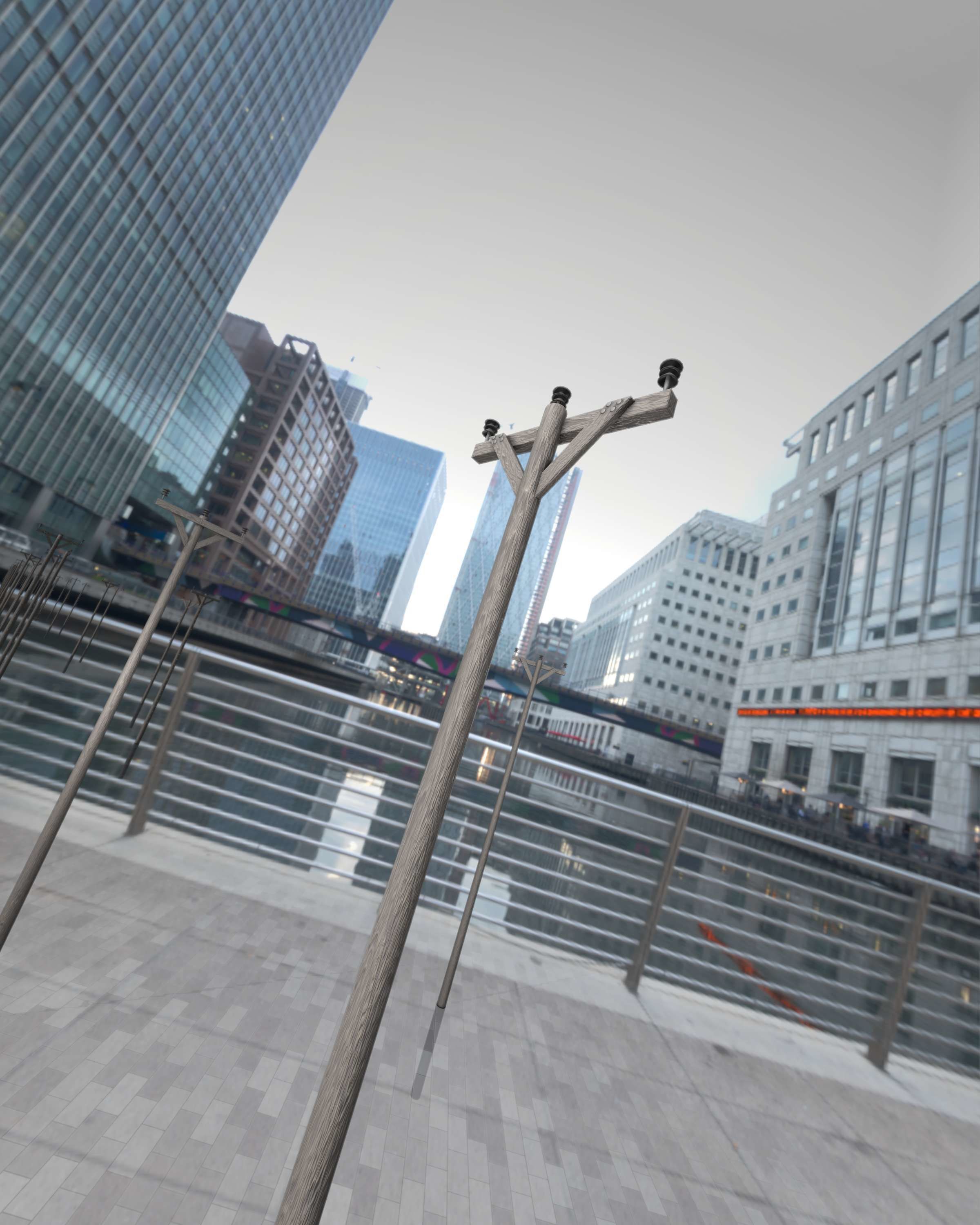 Wooden Electricity Pylon - Object 015 Low-poly 3D model_19