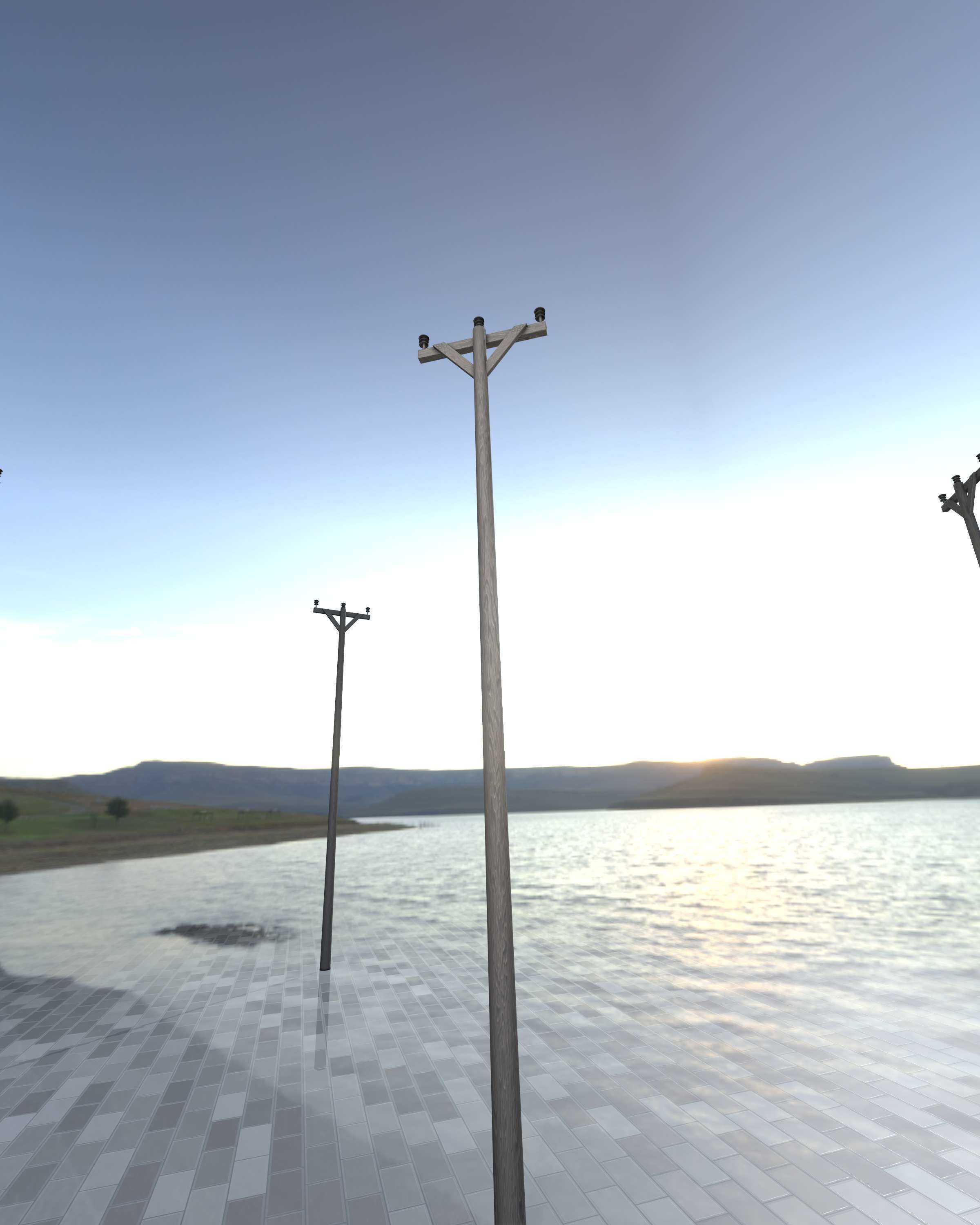 Wooden Electricity Pylon - Object 015 Low-poly 3D model_32