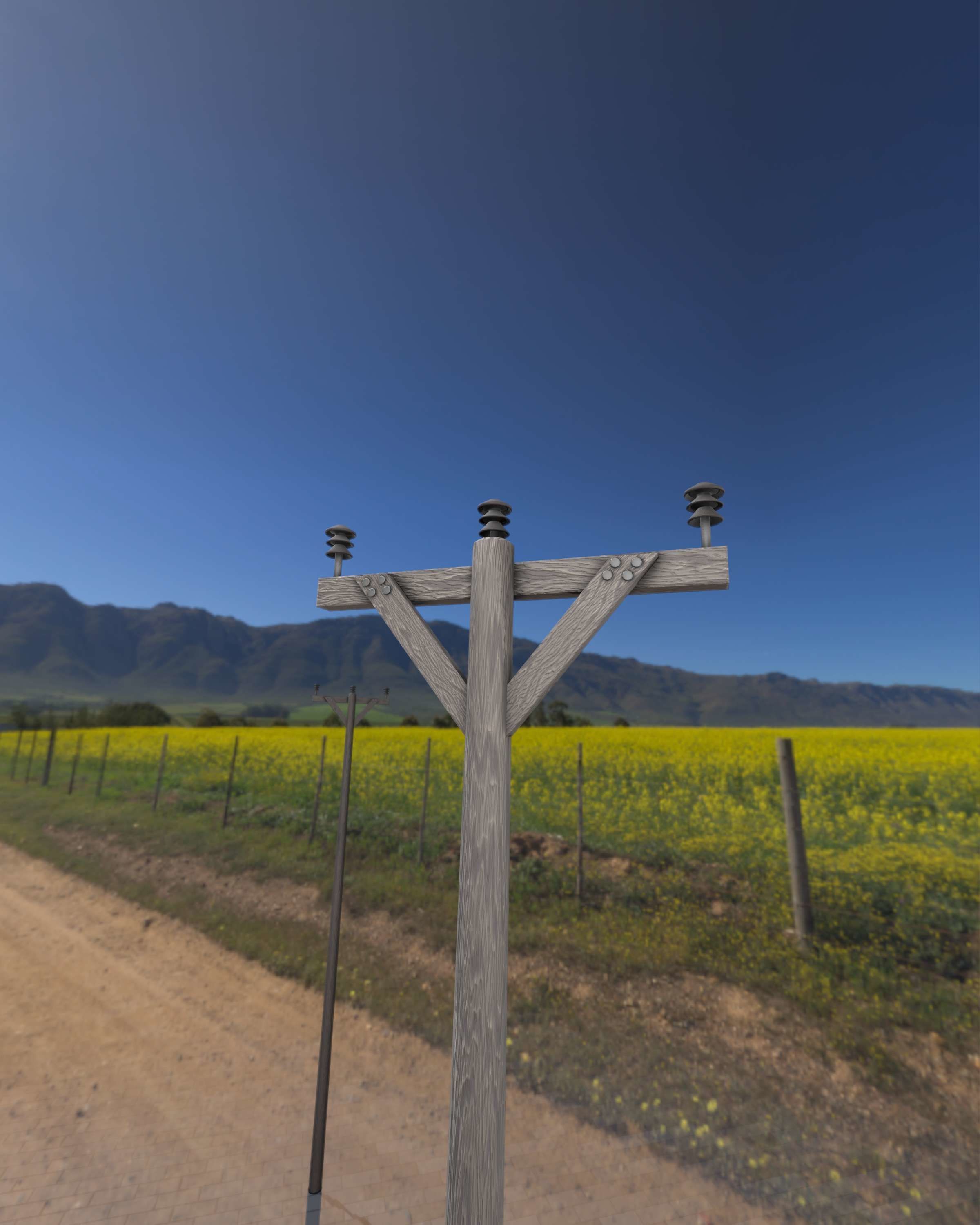 Wooden Electricity Pylon - Object 015 Low-poly 3D model_2