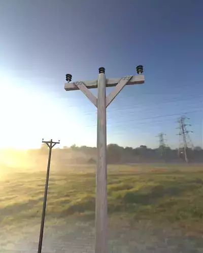 Wooden Electricity Pylon - Object 015 Low-poly 3D model
